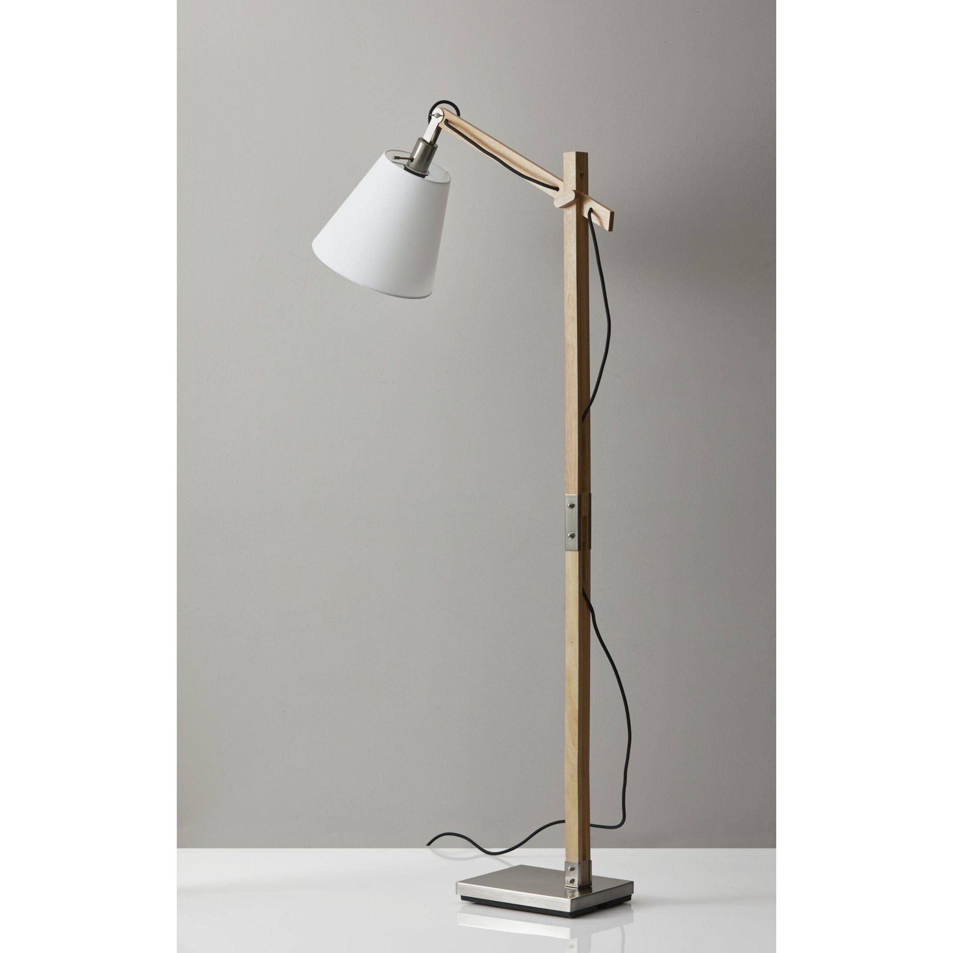 61" Natural Solid Wood Task With White Cotton Shade-5