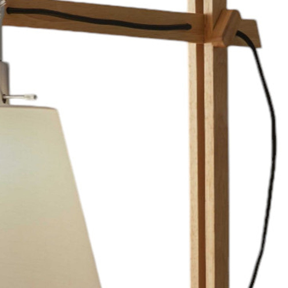 61" Natural Solid Wood Task With White Cotton Shade-2