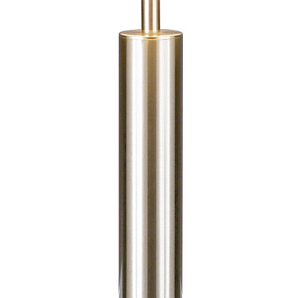 58" Silver Floor Lamp With White Fabric Drum Shade-Floor Lamps-DECOROLALA