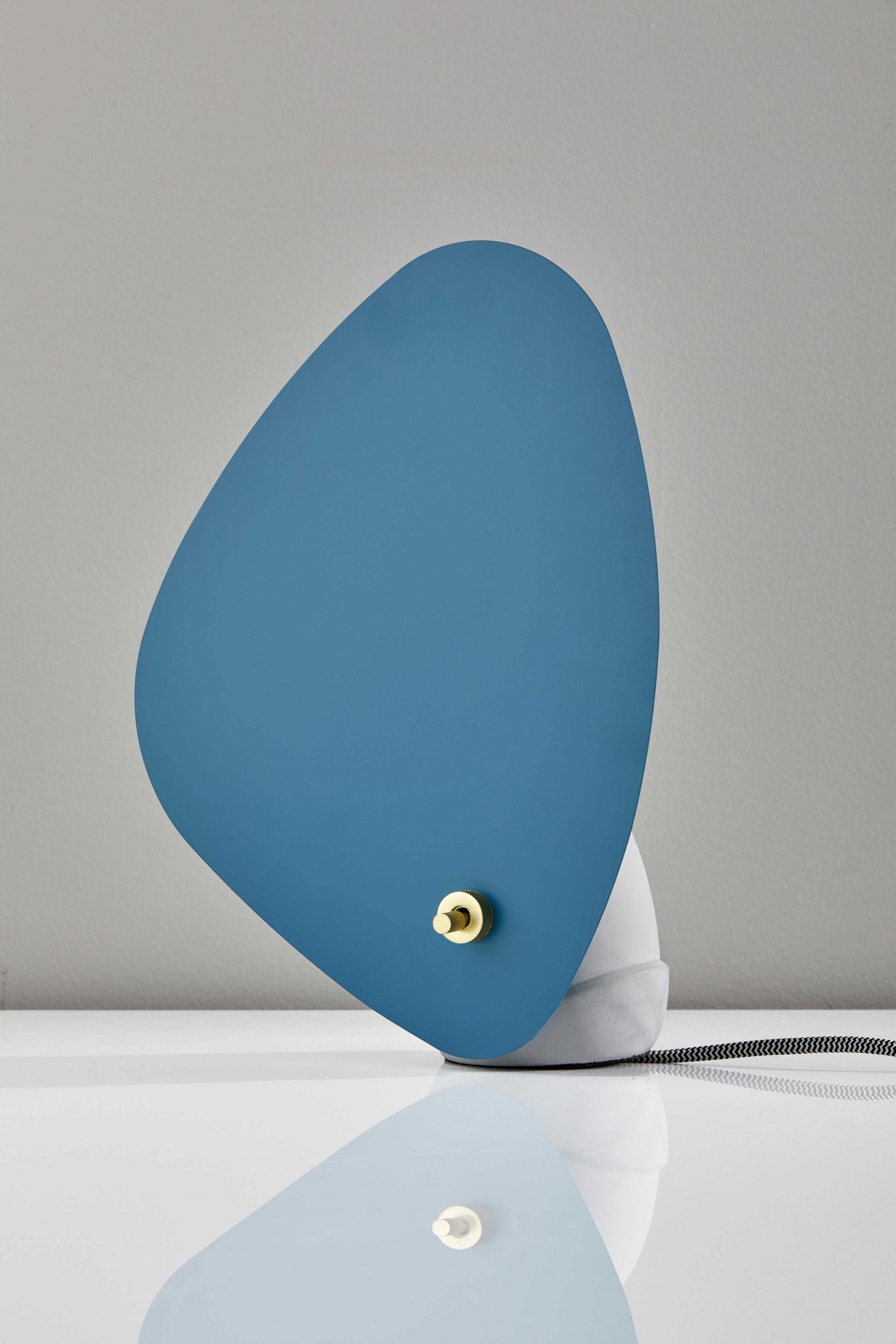 13" Gray Concrete Novelty Bedside Lamp With Aqua Novelty Shade-Table Lamps-DECOROLALA