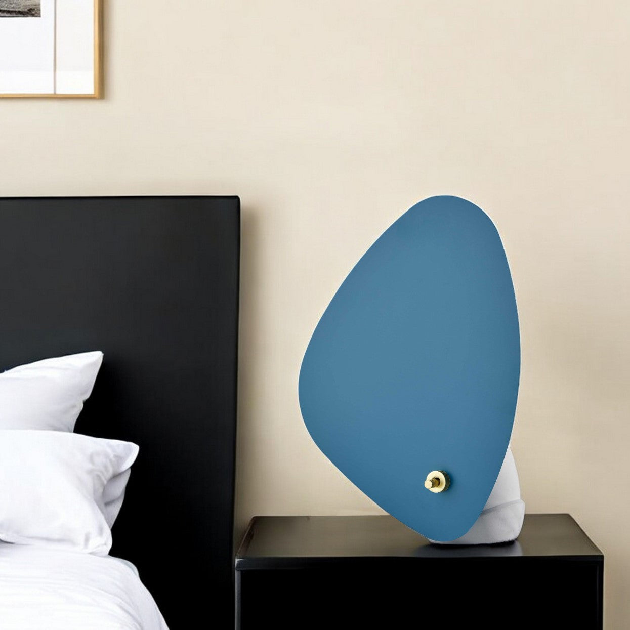 13" Gray Concrete Novelty Bedside Lamp With Aqua Novelty Shade-Table Lamps-DECOROLALA