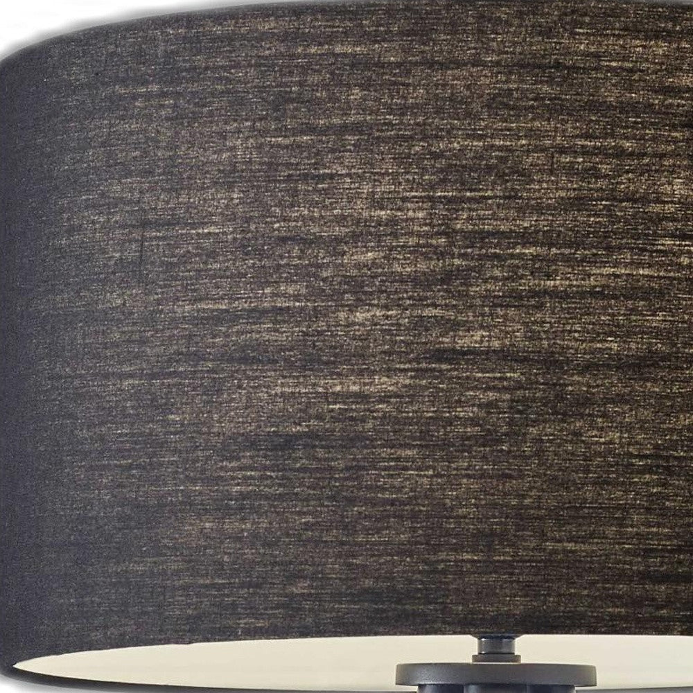60" Black Tripod Floor Lamp With Black Fabric Drum Shade-Floor Lamps-DECOROLALA