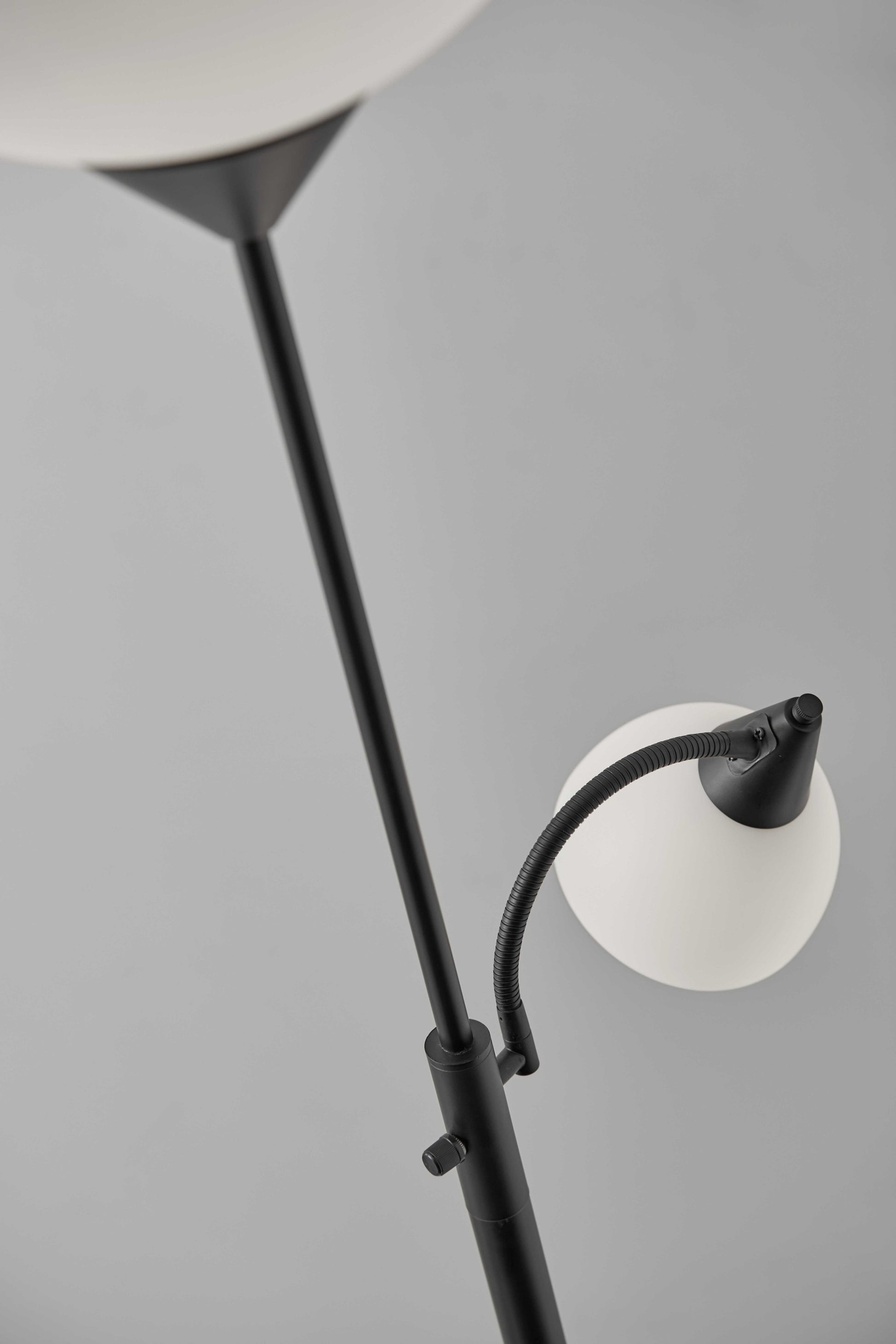 71" Two Light Torchiere Floor Lamp With White Acrylic Bowl Shades-Floor Lamps-DECOROLALA