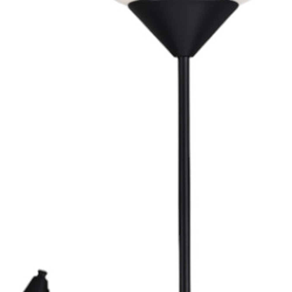 71" Two Light Torchiere Floor Lamp With White Acrylic Bowl Shades-Floor Lamps-DECOROLALA