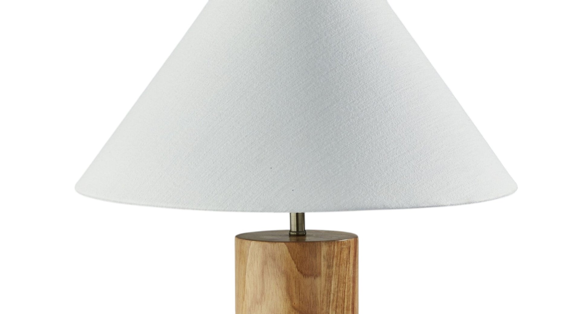 26" Natural Solid Wood Cylinder Table Lamp With White Cone Shade-2