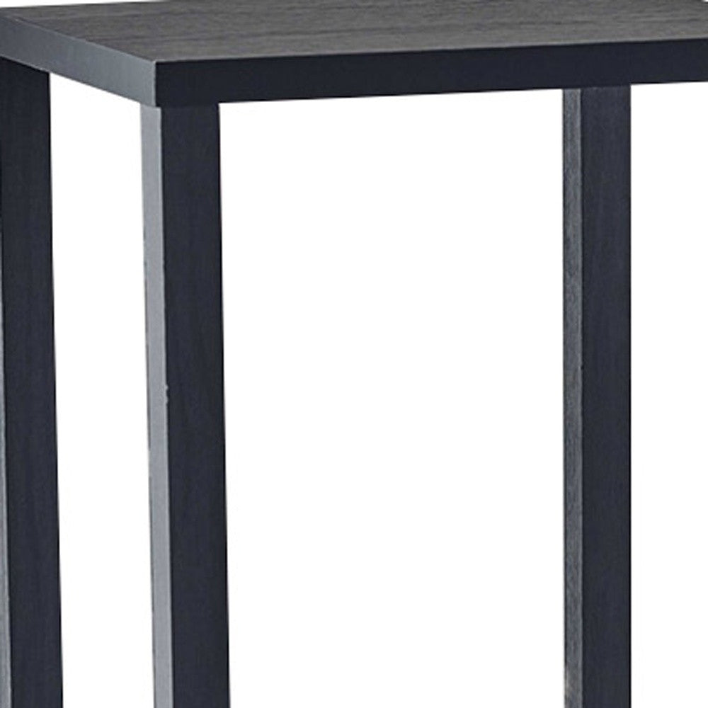 35" Black Solid Wood Square End Table With Two Shelves-5