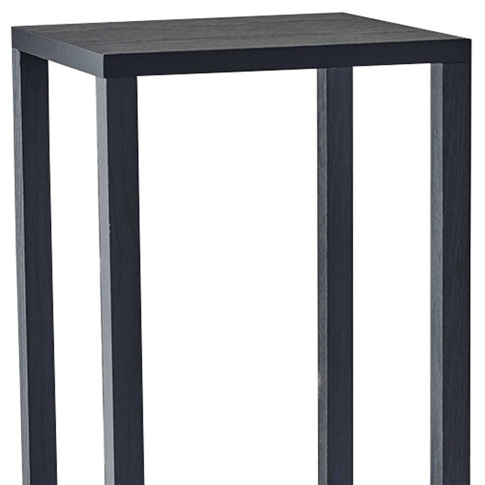 35" Black Solid Wood Square End Table With Two Shelves-6