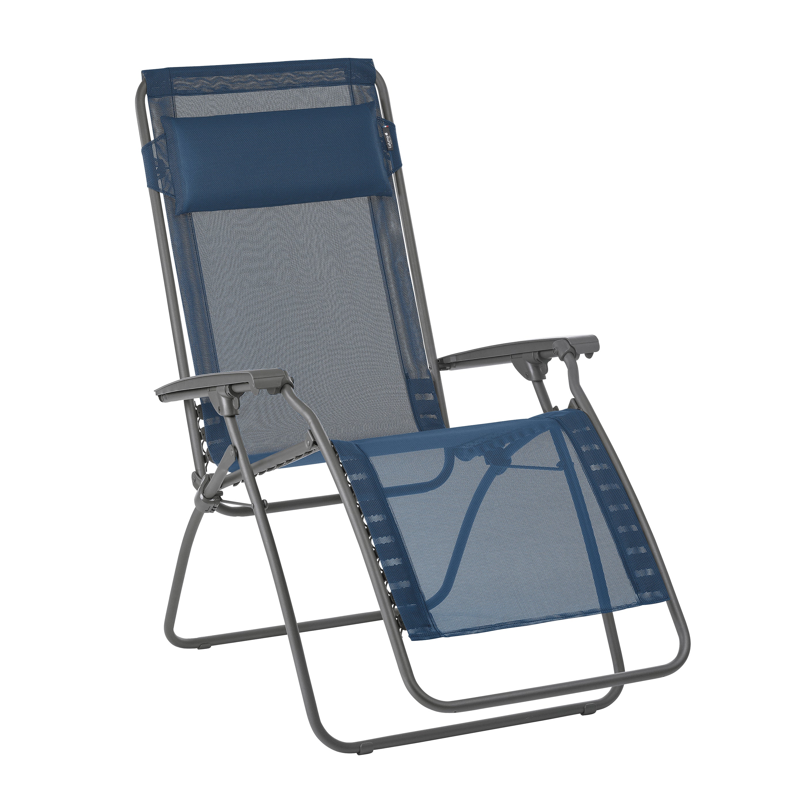 27" Blue Metal Outdoor Zero Gravity Chair with Blue Cushion-0