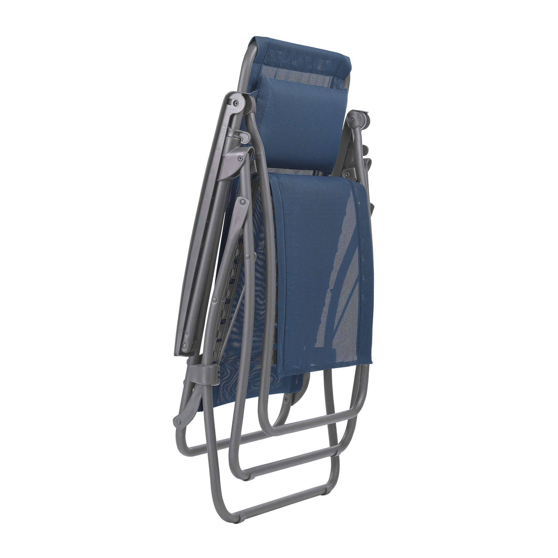 27" Blue Metal Outdoor Zero Gravity Chair with Blue Cushion-1