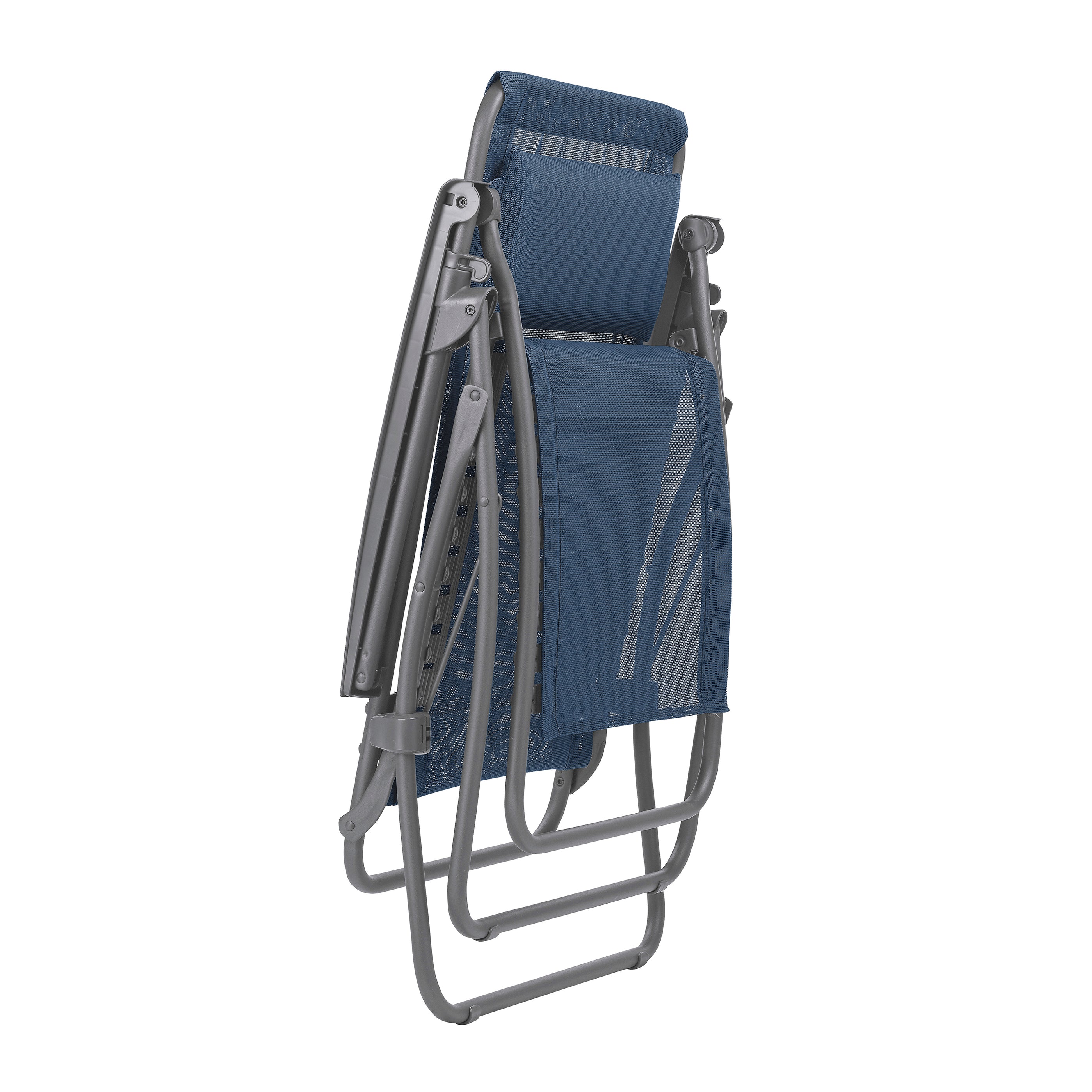 27" Blue Metal Outdoor Zero Gravity Chair with Blue Cushion-1