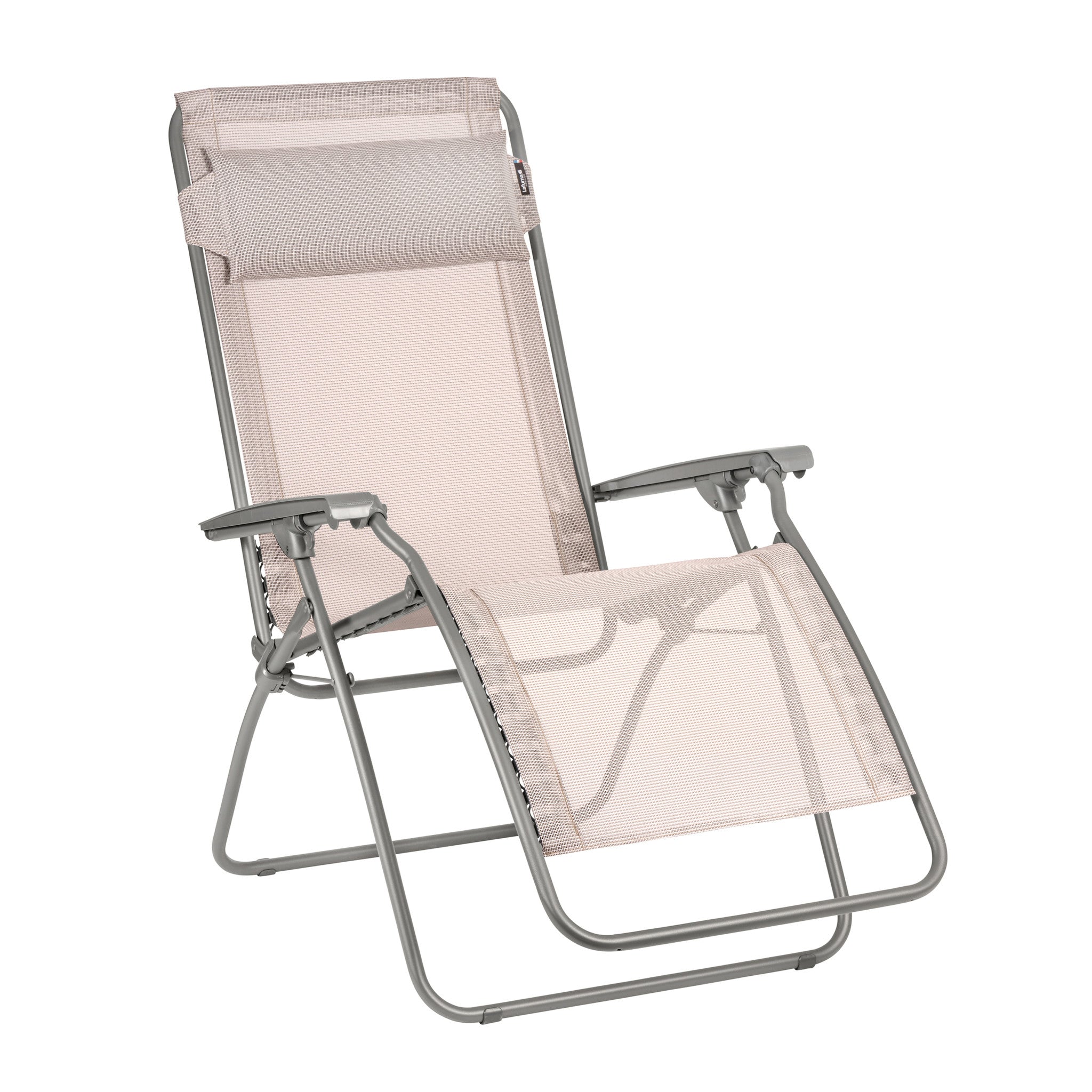 27" Ivory Steel Outdoor Zero Gravity Chair with Ivory Cushion-0