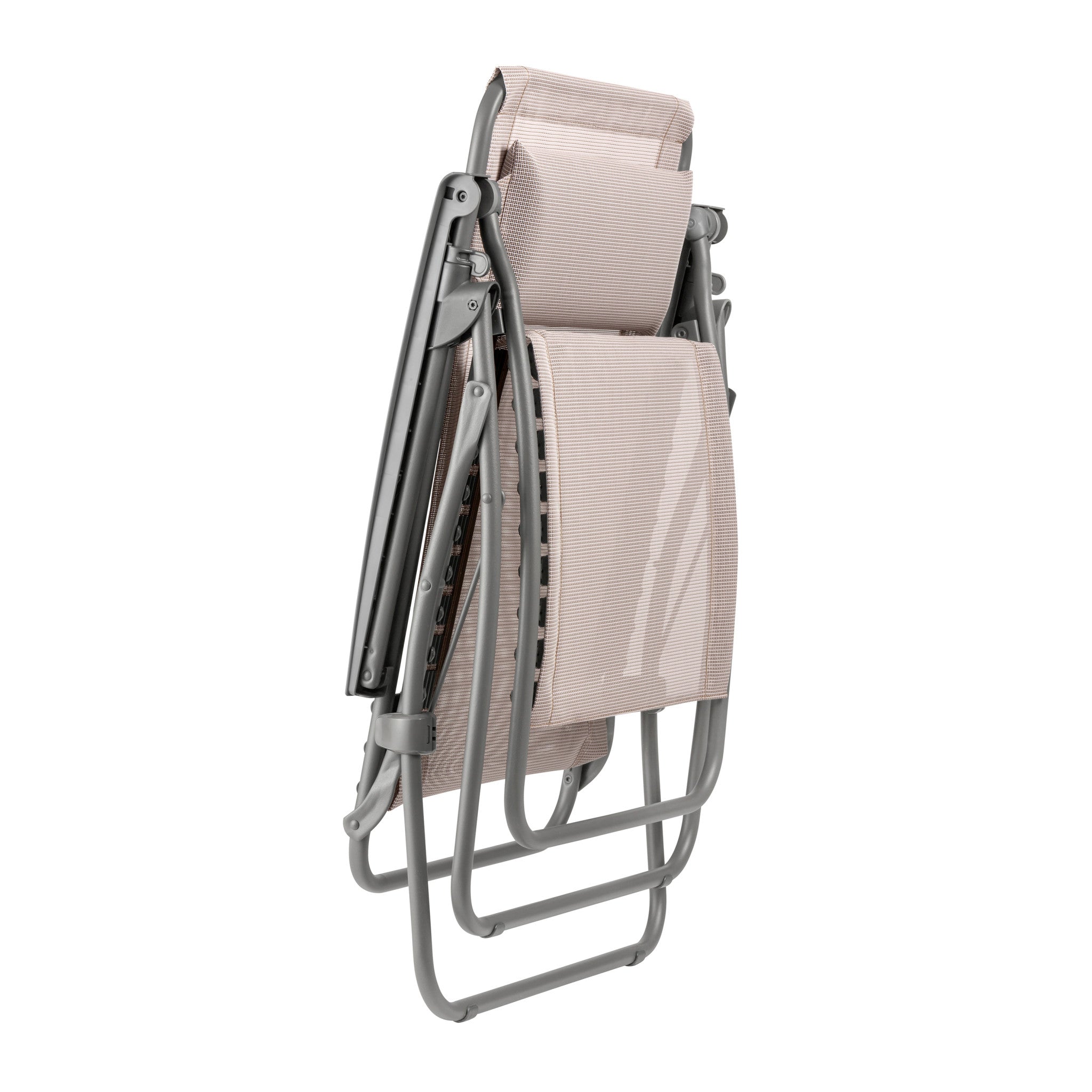 27" Ivory Steel Outdoor Zero Gravity Chair with Ivory Cushion-1