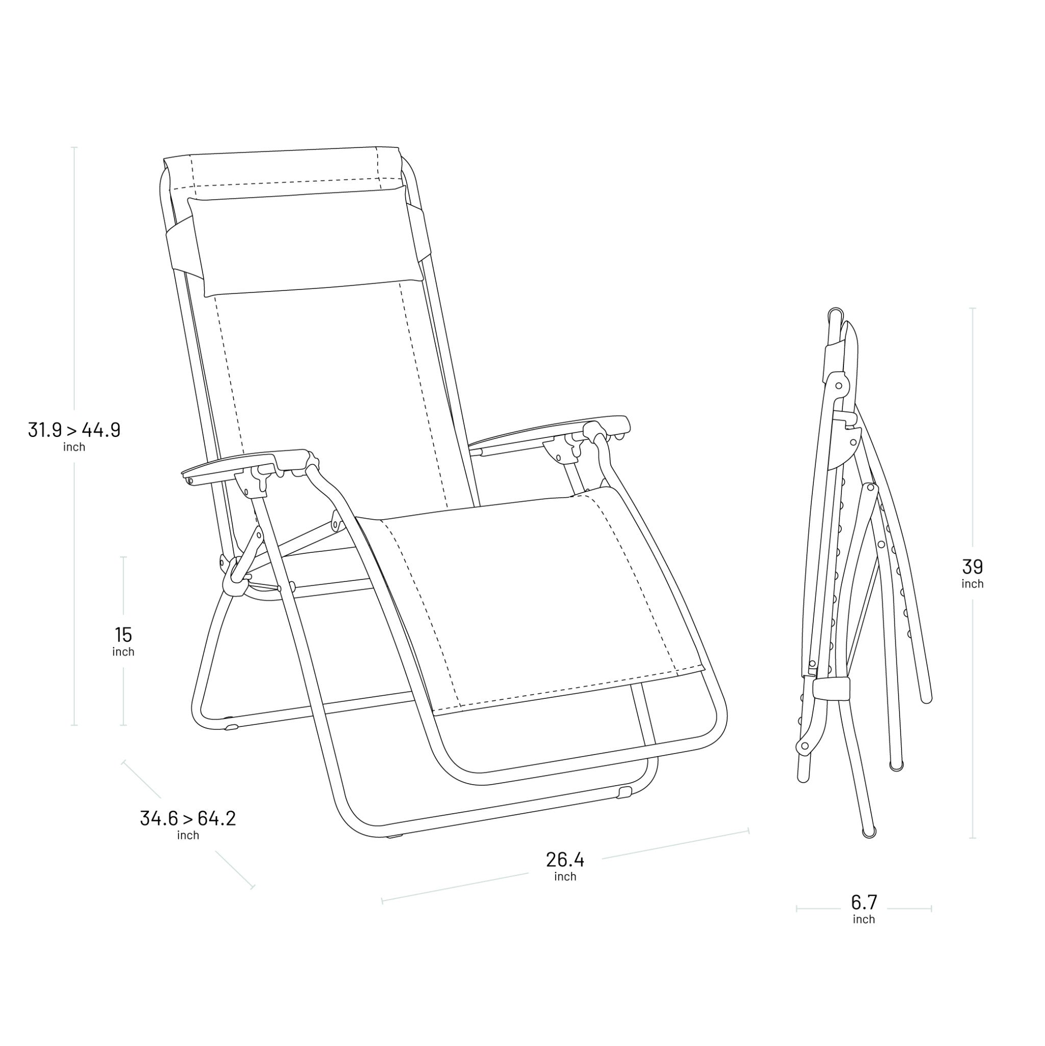 27" Ivory Steel Outdoor Zero Gravity Chair with Ivory Cushion-3