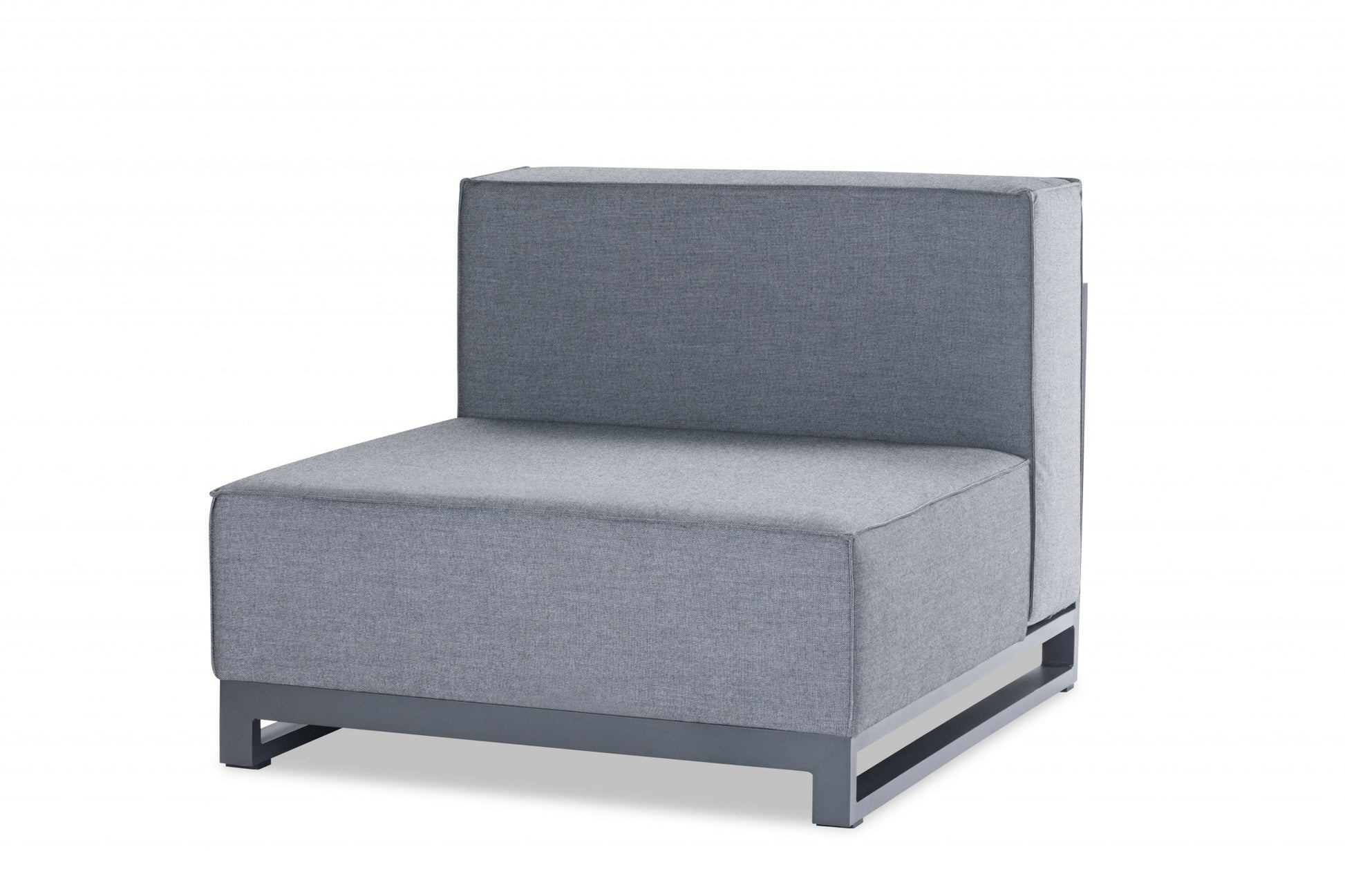 35" Gray and TPU Coating Metal Outdoor Modular with Gray Cushion-Outdoor Chairs-DECOROLALA