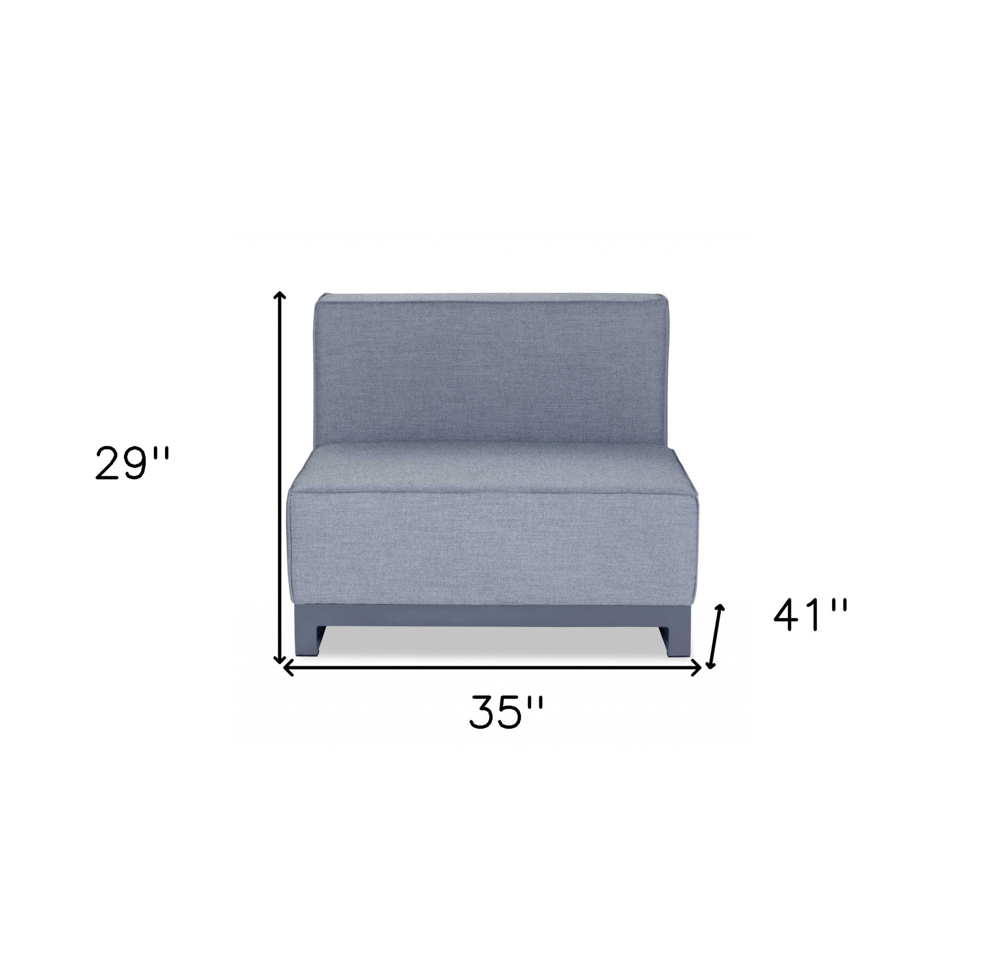 35" Gray and TPU Coating Metal Outdoor Modular with Gray Cushion-Outdoor Chairs-DECOROLALA
