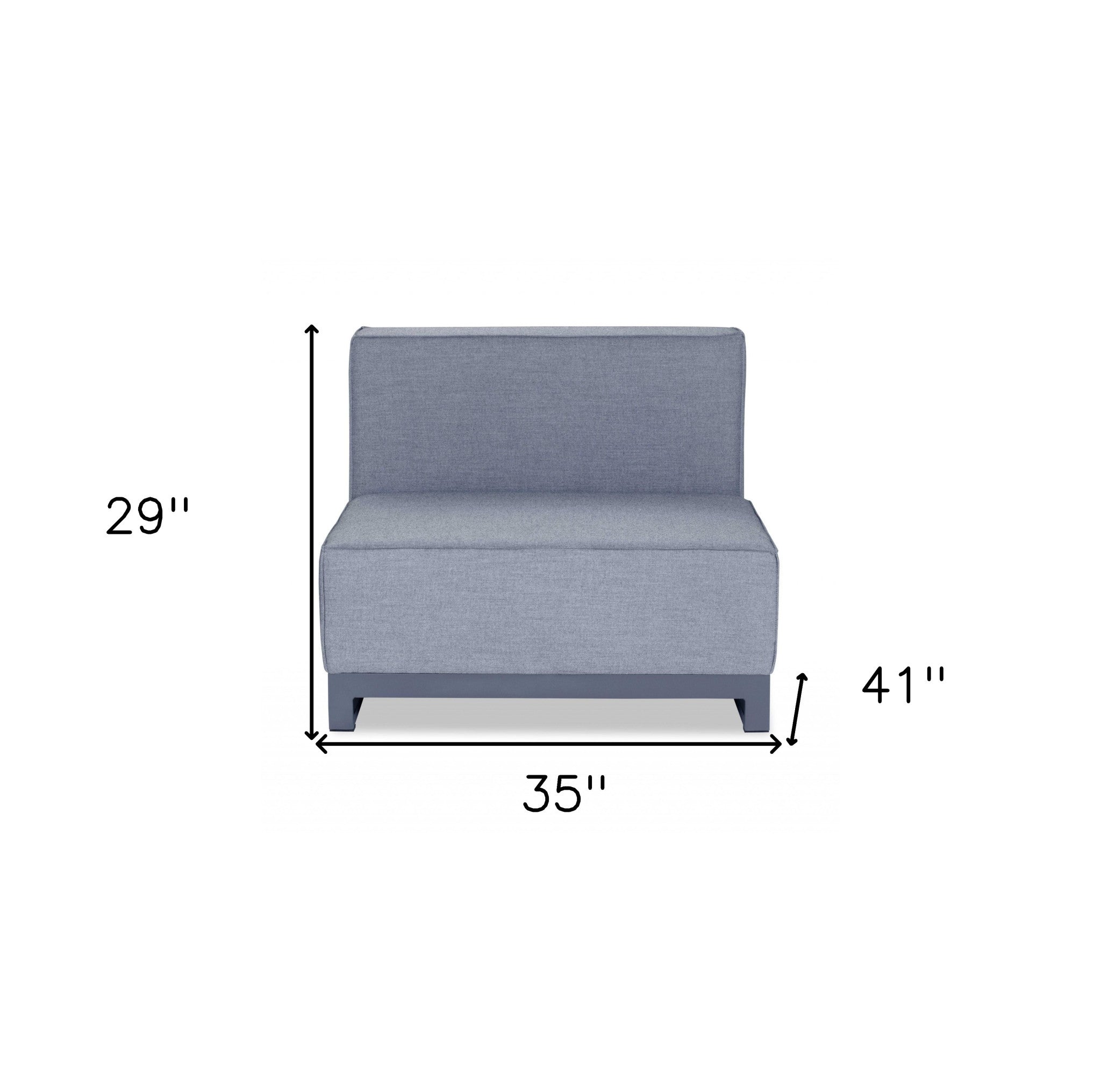 35" Gray and TPU Coating Metal Outdoor Modular with Gray Cushion-Outdoor Chairs-DECOROLALA