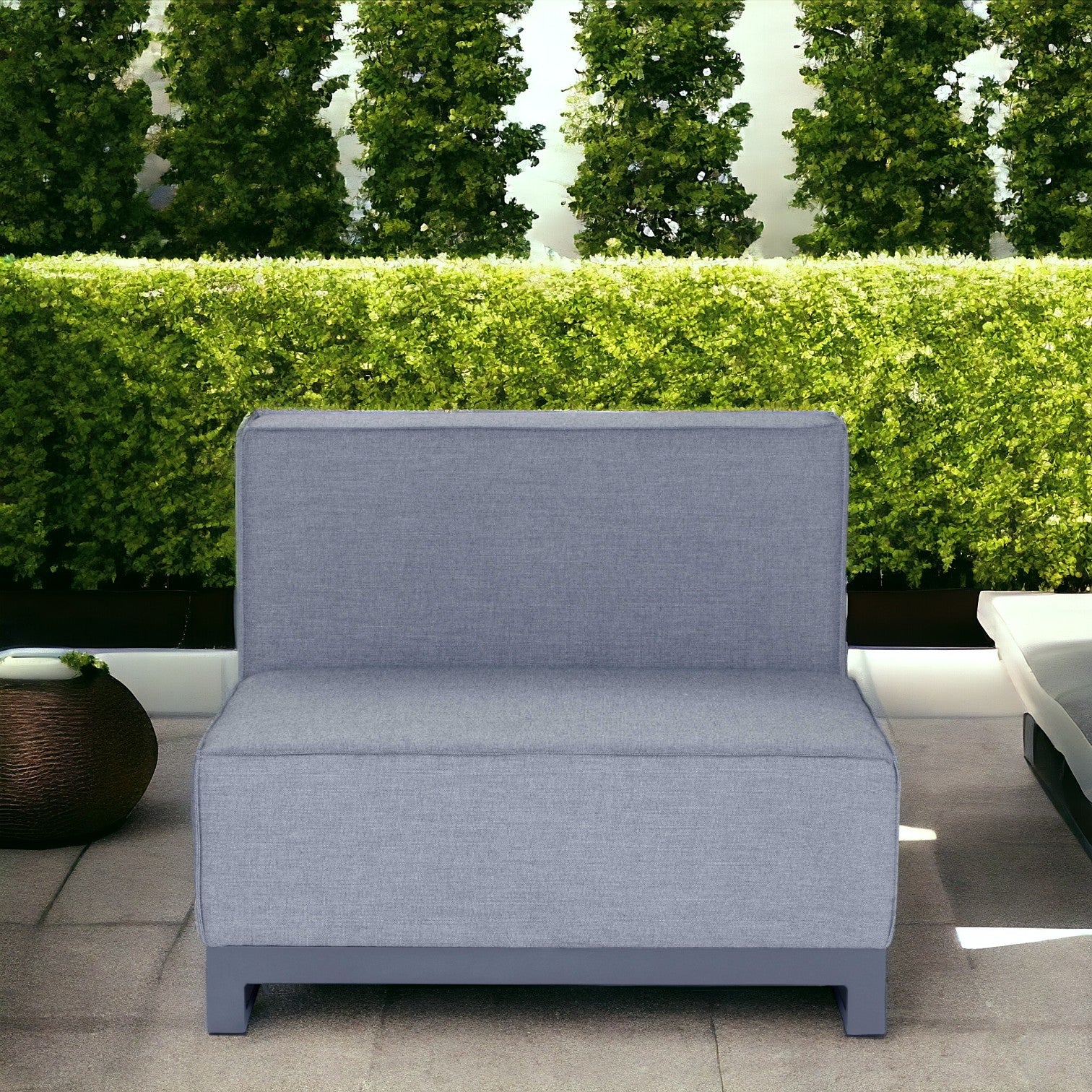 35" Gray and TPU Coating Metal Outdoor Modular with Gray Cushion-Outdoor Chairs-DECOROLALA