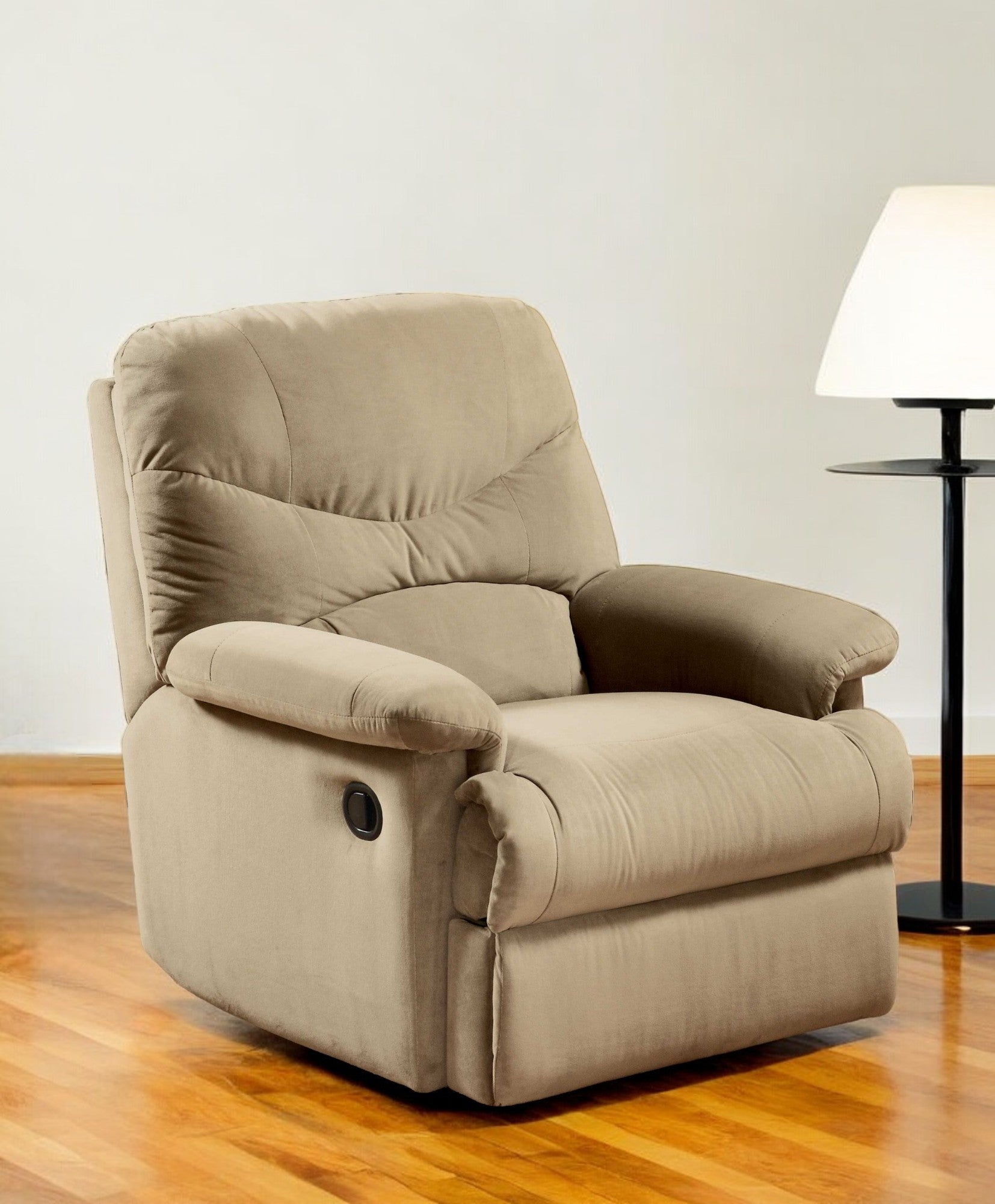 35" Beige Microfiber Recliner-Recliners-DECOROLALA