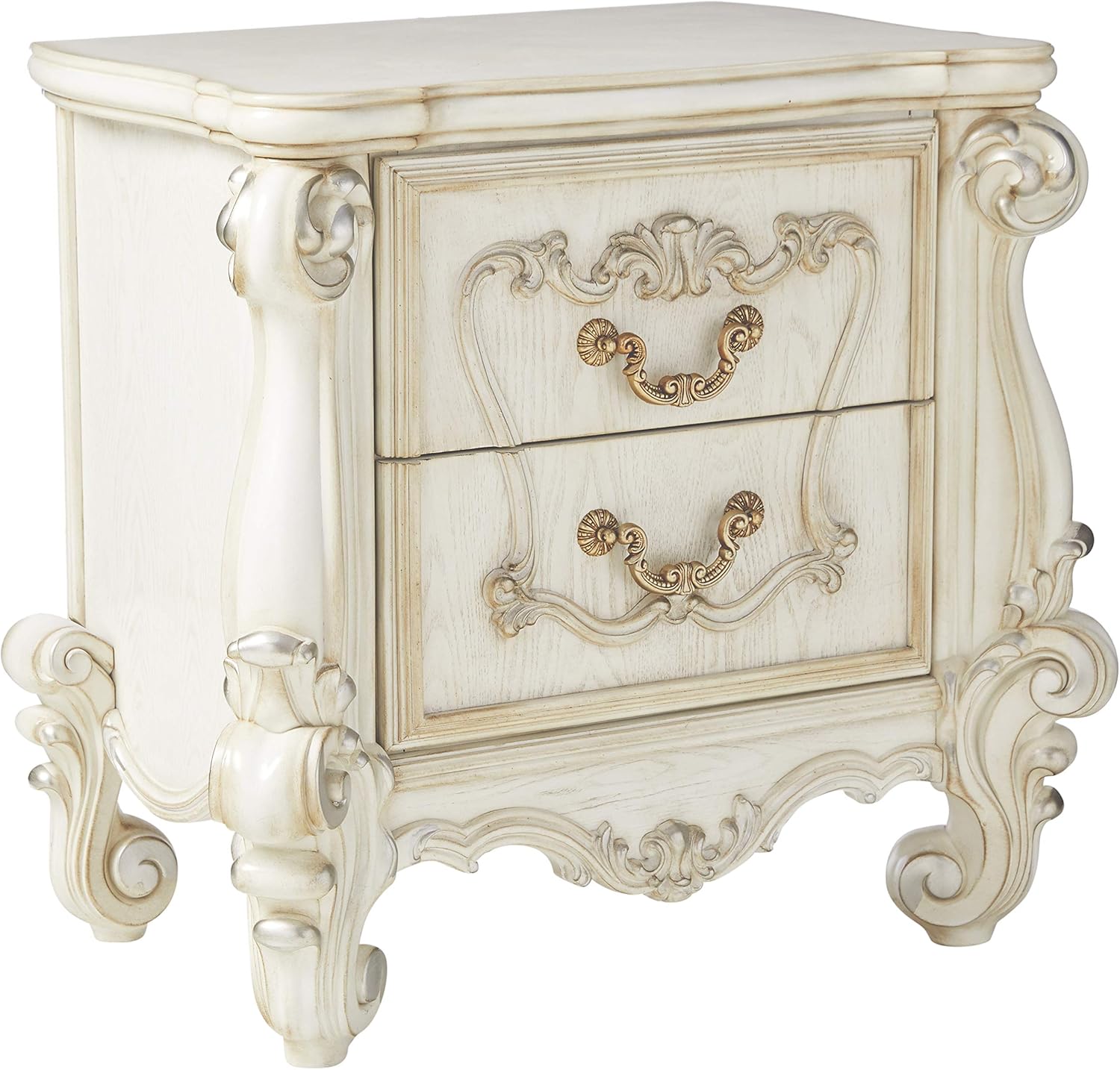 31" White Wood Two Drawer Nightstand-Nightstands & Bedside Tables-DECOROLALA