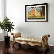 74" Bone and Gold Tufted Faux Leather Upholstered Bench-Benches-DECOROLALA