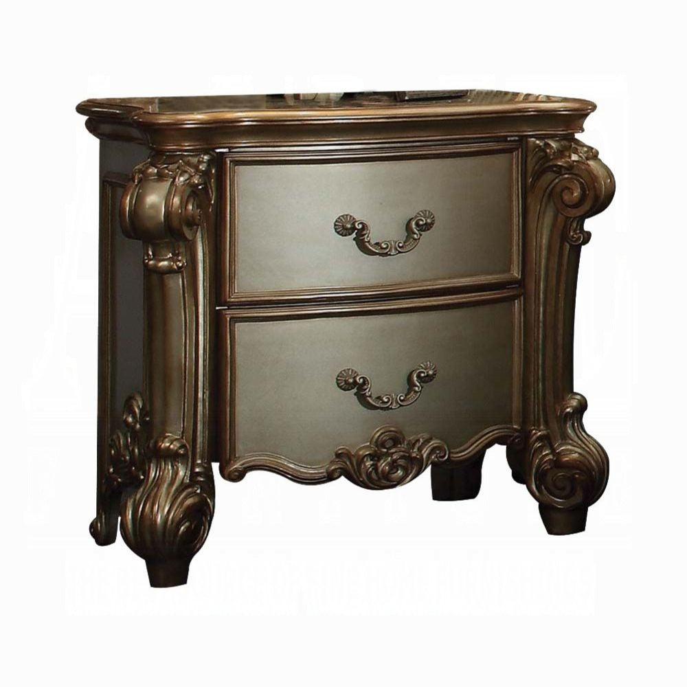 30" Bone Wood Two Drawer Nightstand-Nightstands & Bedside Tables-DECOROLALA