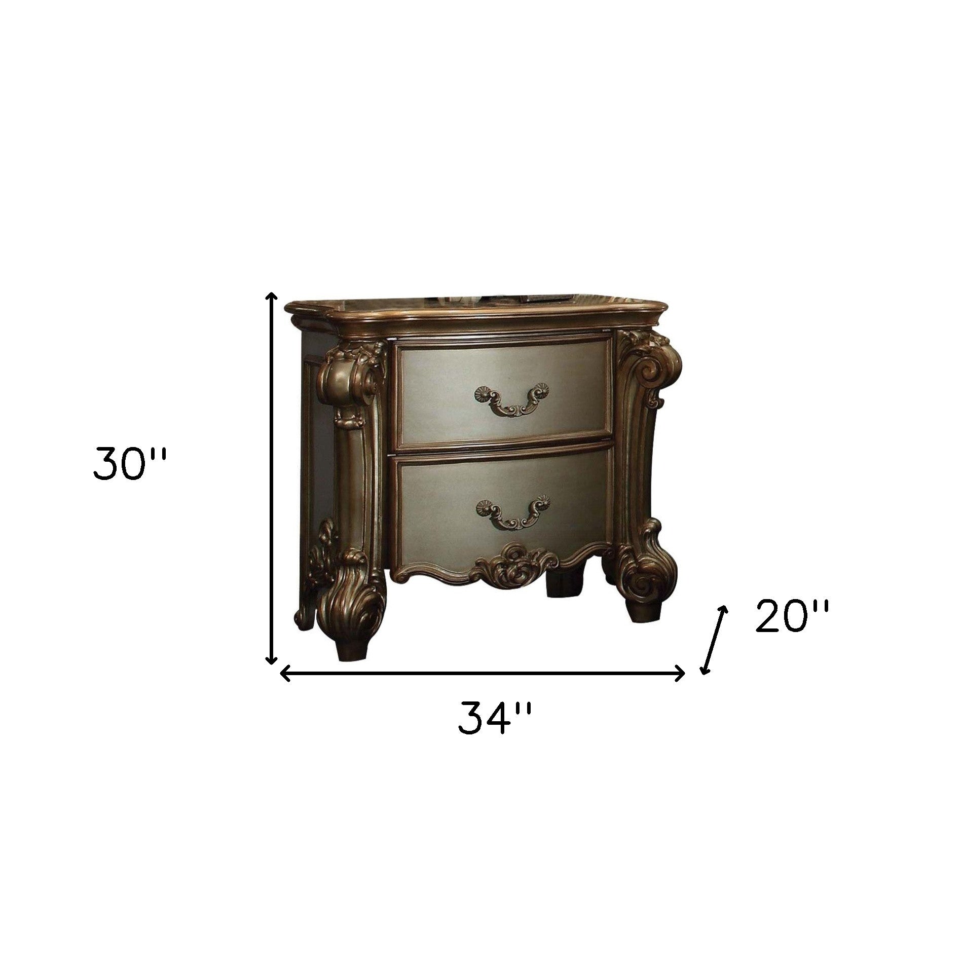 30" Bone Wood Two Drawer Nightstand-Nightstands & Bedside Tables-DECOROLALA