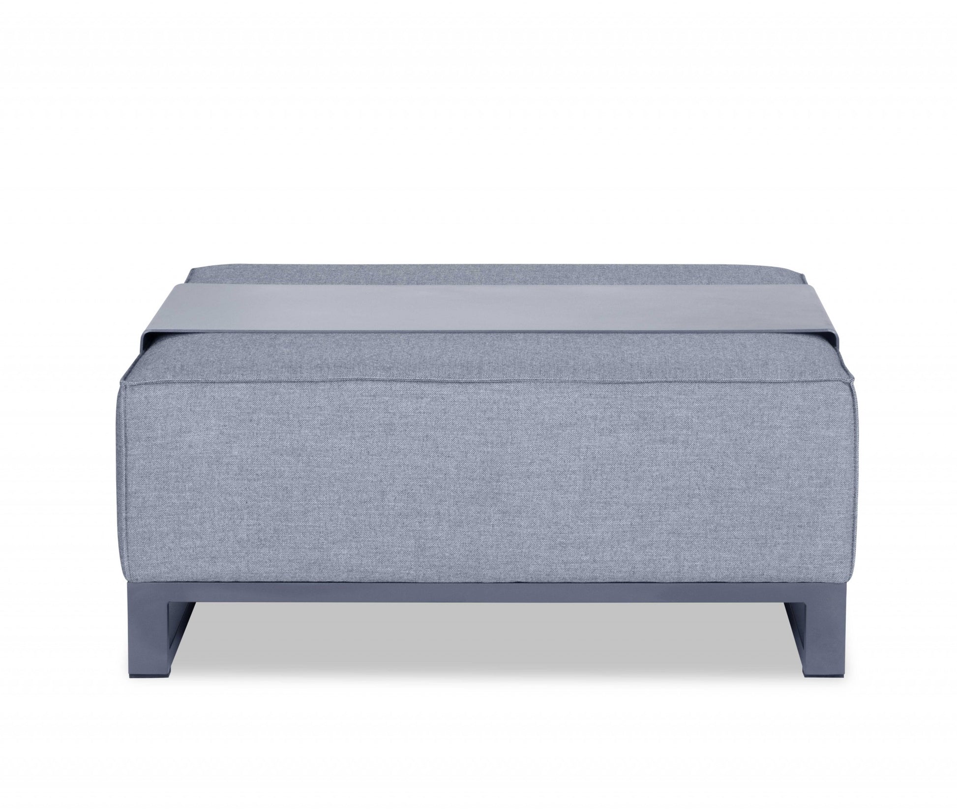 40" Gray Linen Cocktail Ottoman-Ottomans-DECOROLALA