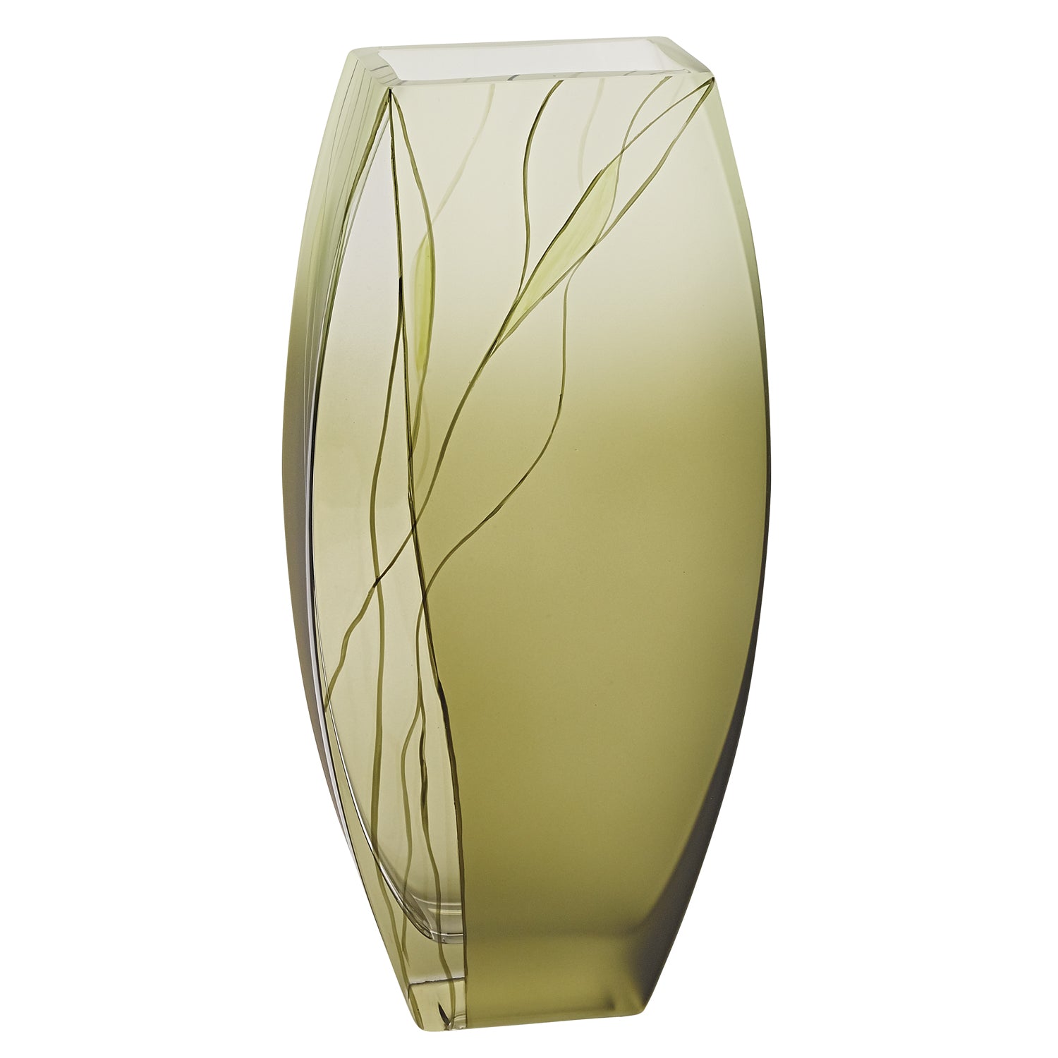 12" Green Abstract Lead Free Crystal Table Vase-Vases-DECOROLALA
