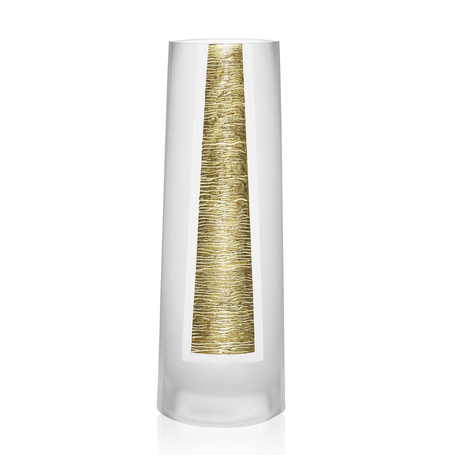 11" Clear And Gold Cylinder Lead Free Crystal Table Vase-1