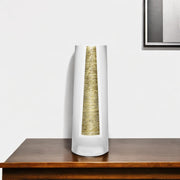11" Clear And Gold Cylinder Lead Free Crystal Table Vase-0
