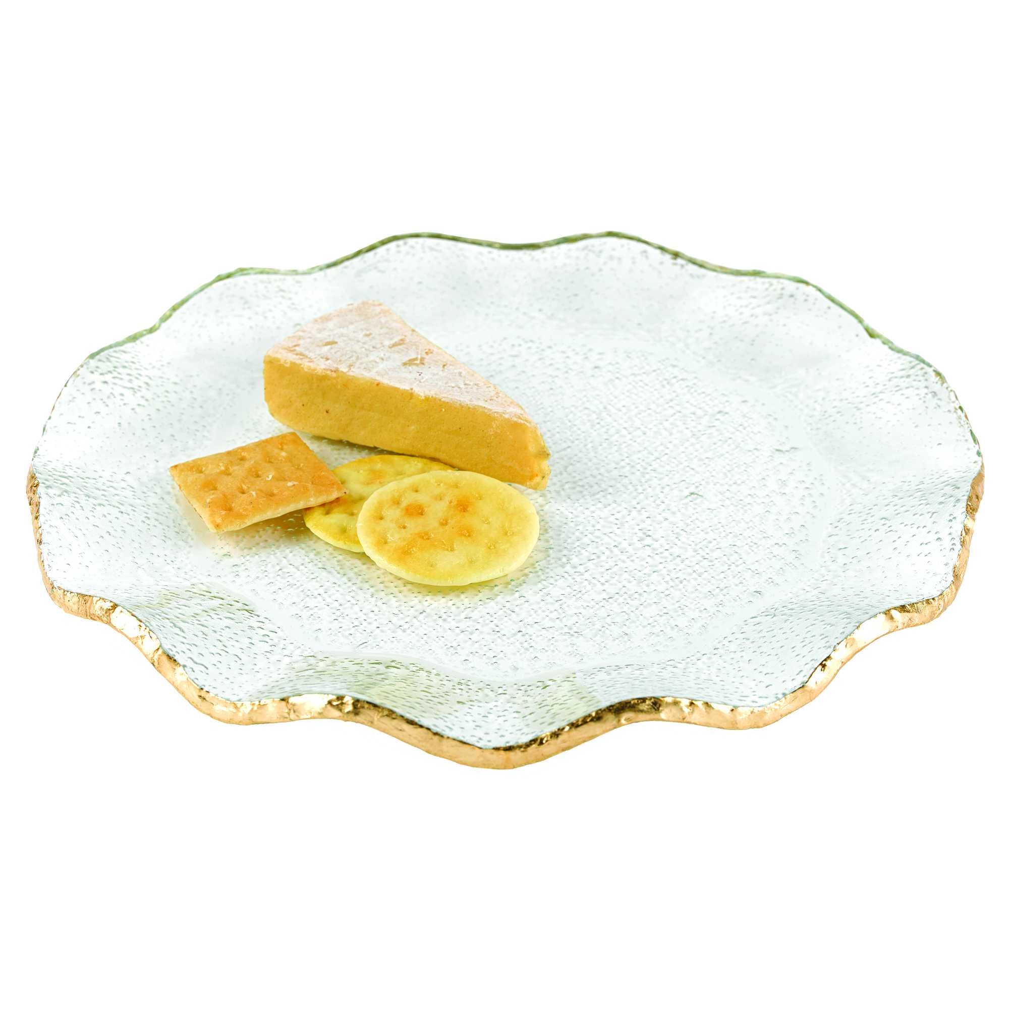 13 Mouth Blown Wavy Edge Gold Leaf Platter Or Charger-Dinnerware-DECOROLALA