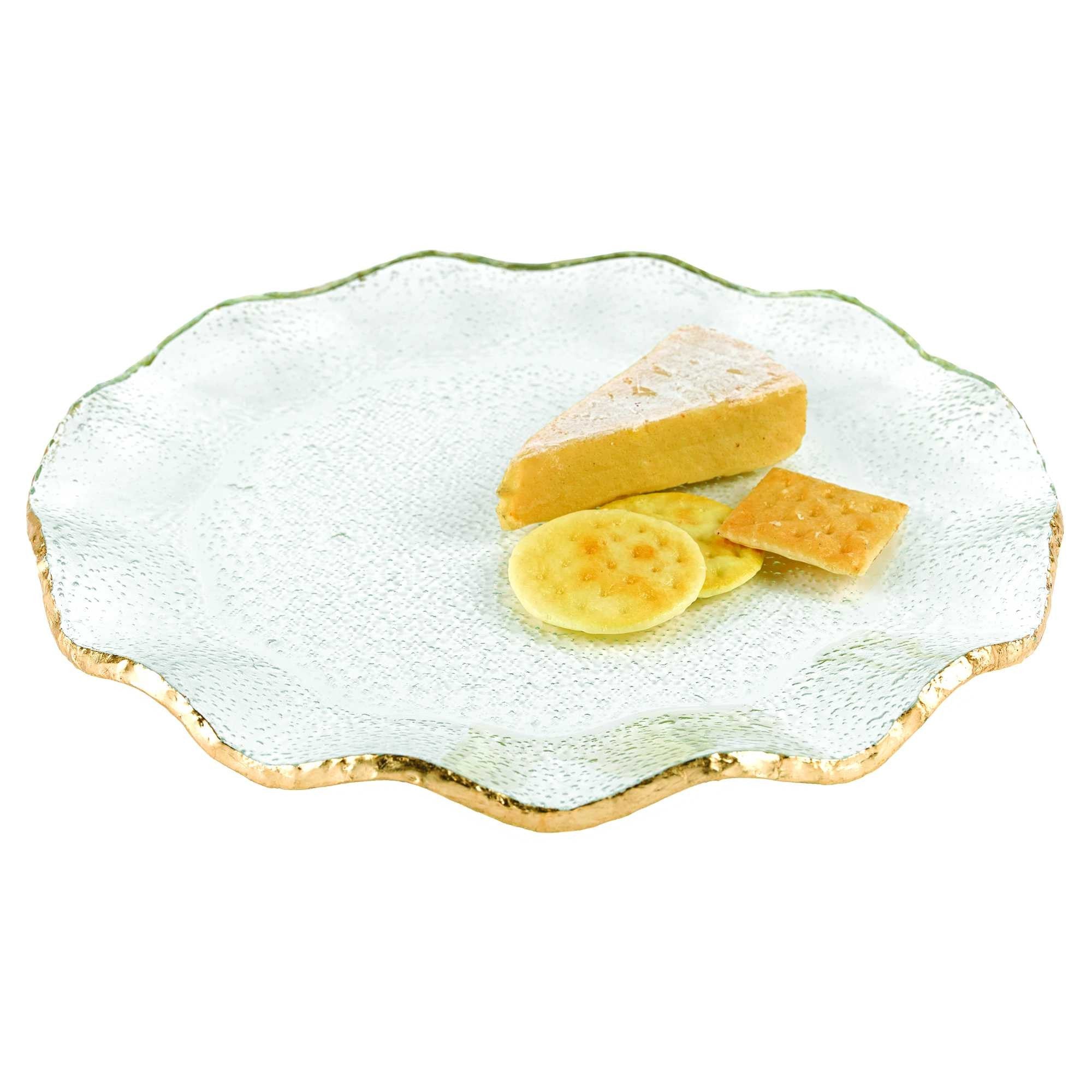 13 Mouth Blown Wavy Edge Gold Leaf Platter Or Charger-Dinnerware-DECOROLALA