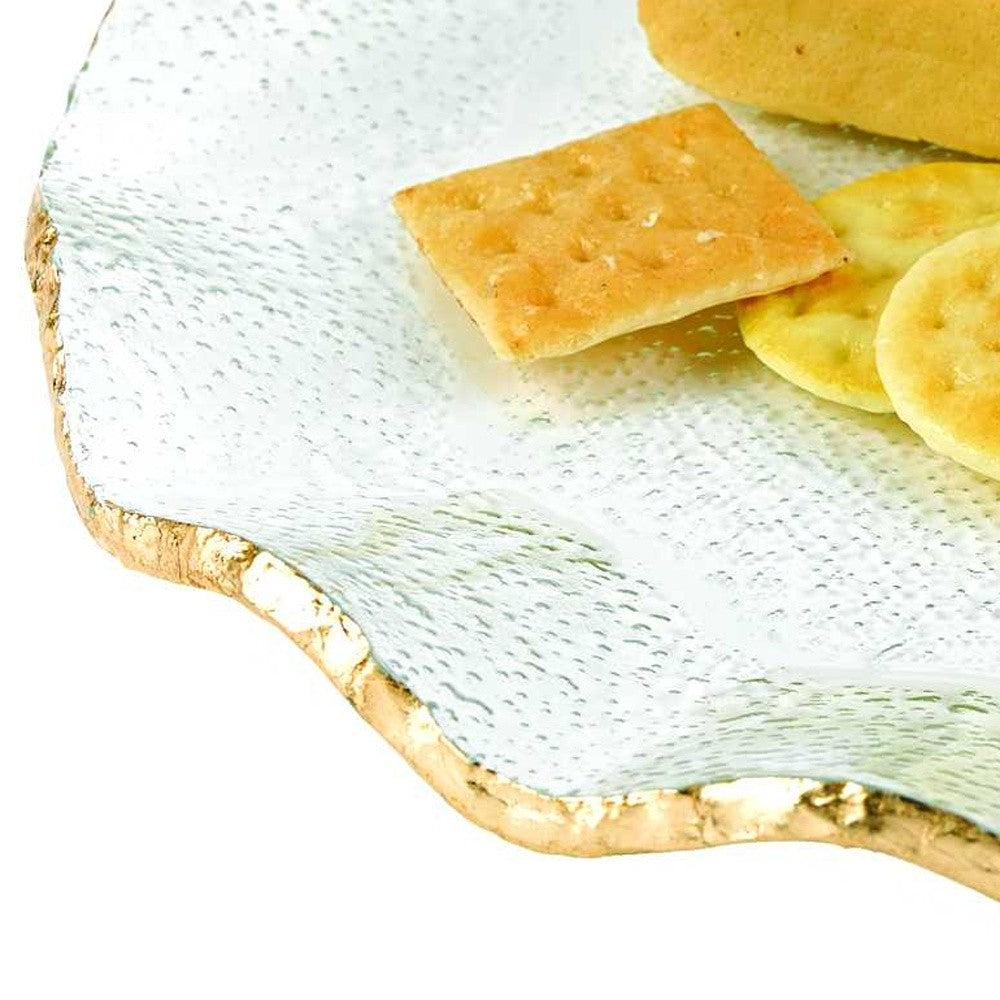 13 Mouth Blown Wavy Edge Gold Leaf Platter Or Charger-Dinnerware-DECOROLALA