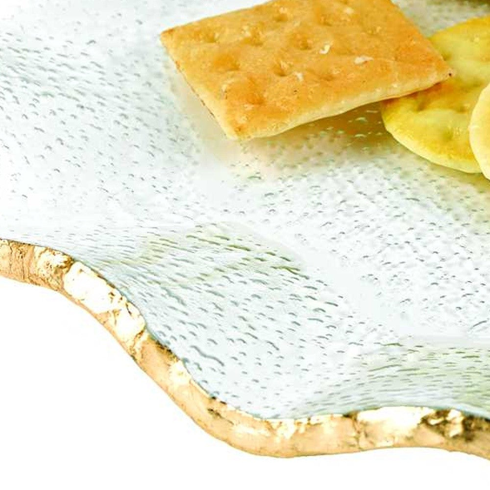 13 Mouth Blown Wavy Edge Gold Leaf Platter Or Charger-Dinnerware-DECOROLALA