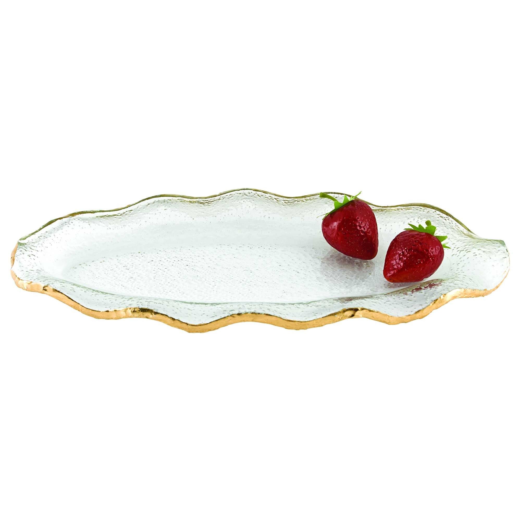 14 Mouth Blown Wavy Edge Gold Leaf Platter-Dinnerware-DECOROLALA