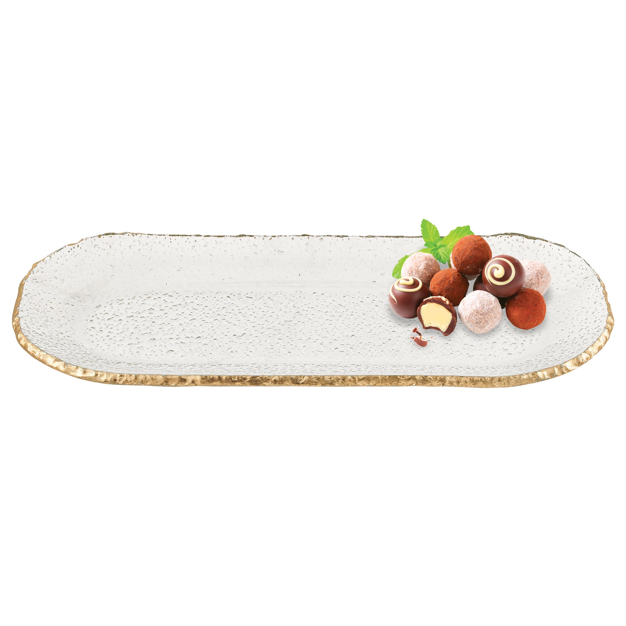 18 Mouth Blown Oval Edge Gold Leaf Platter-Dinnerware-DECOROLALA