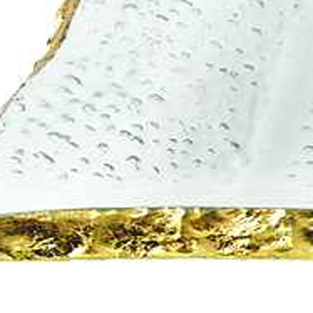 18 Mouth Blown Rectangular Edge Gold Leaf Serving Platter Or Tray-2