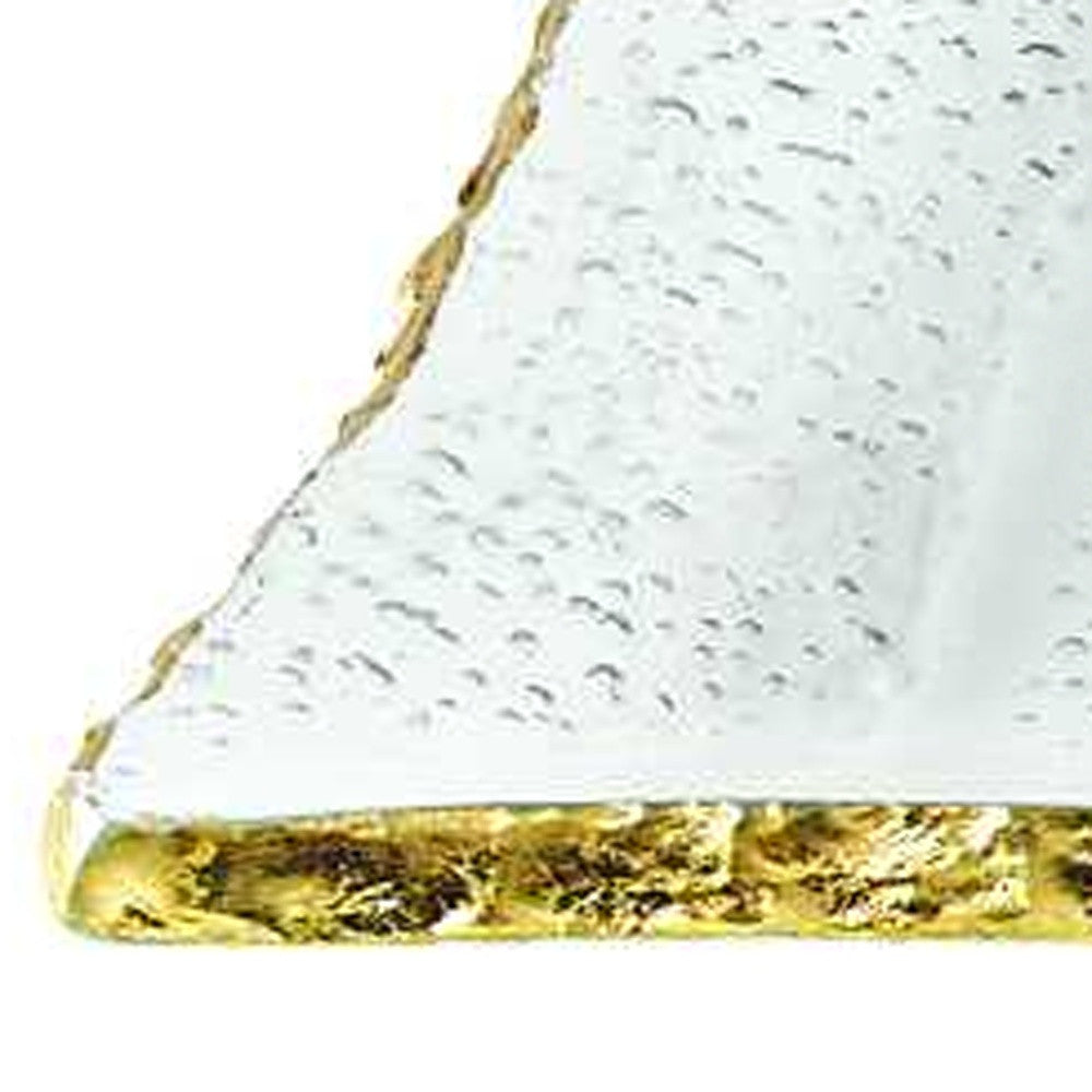 18 Mouth Blown Rectangular Edge Gold Leaf Serving Platter Or Tray-3