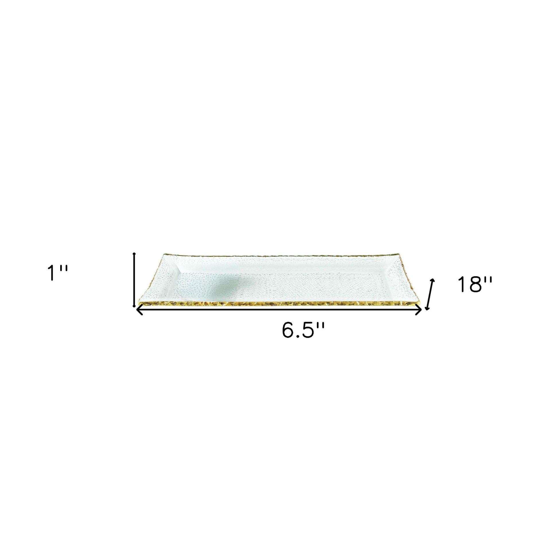 18 Mouth Blown Rectangular Edge Gold Leaf Serving Platter Or Tray-4