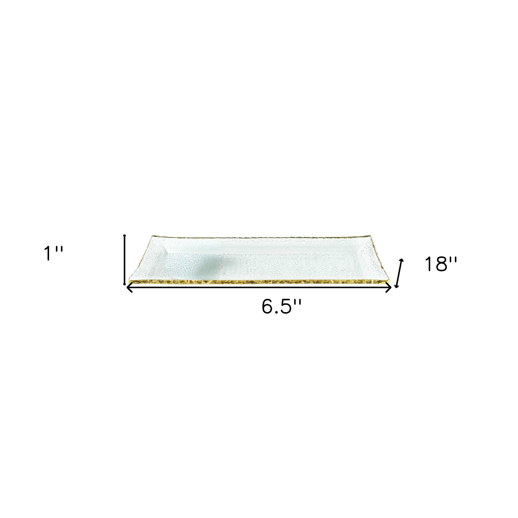 18 Mouth Blown Rectangular Edge Gold Leaf Serving Platter Or Tray-4
