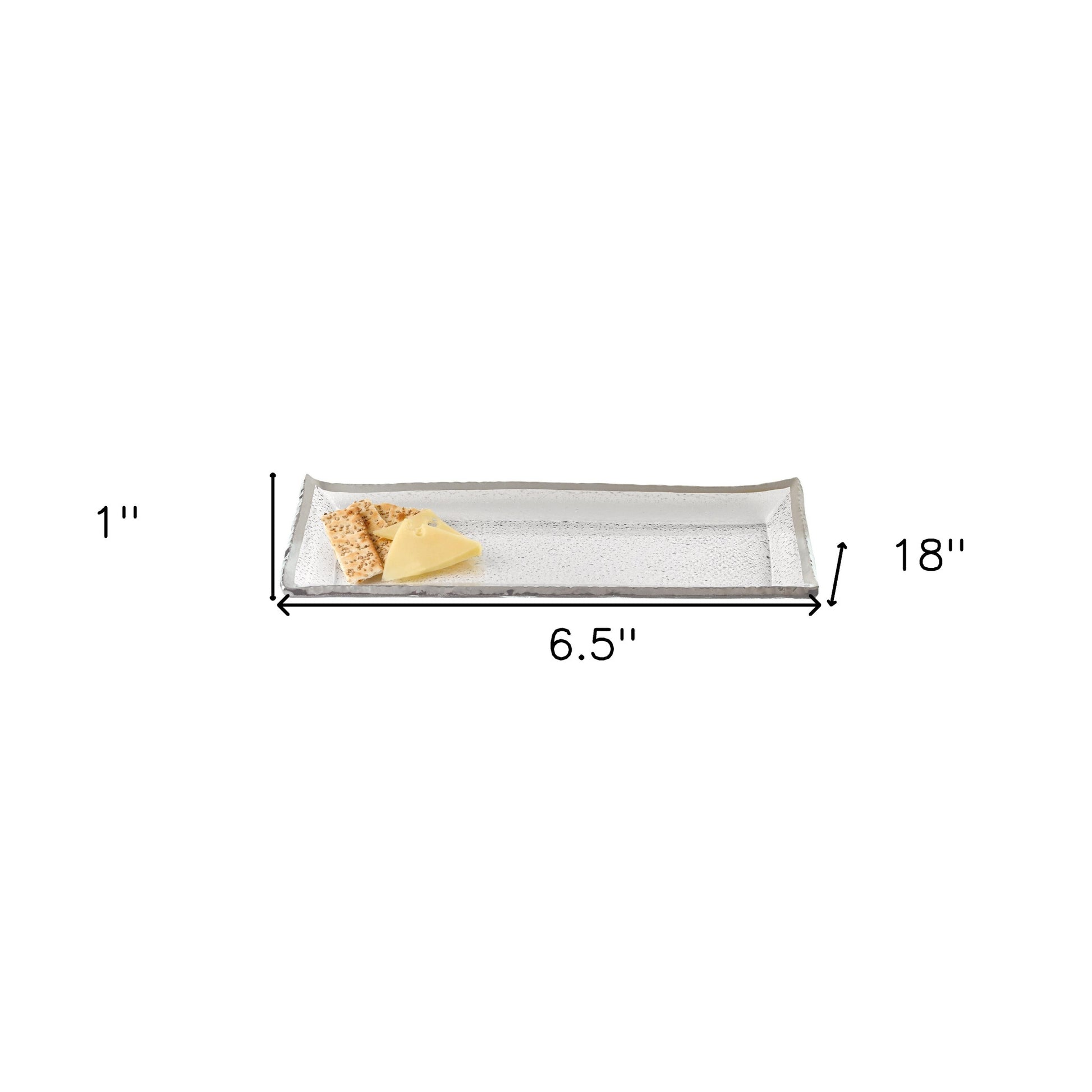 18 Mouth Blown Rectangular Edge Silver Serving Platter Or Tray-6