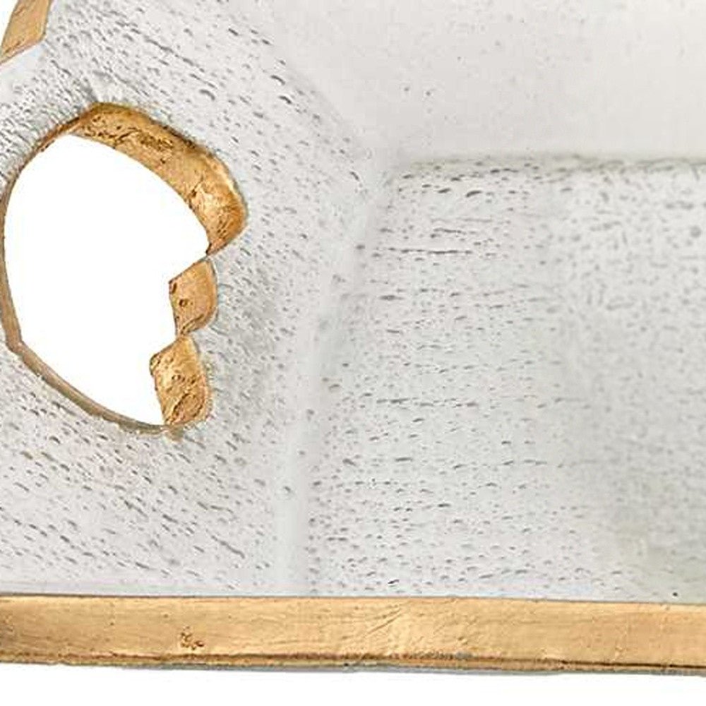 11" Clear And Gold Seeded Glass Serving Tray With Handles-2