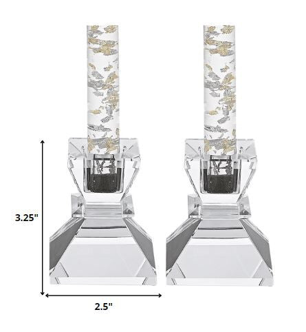 Hand Crafted Crystal Pair Of Handcrafted Candle Holders-Candle Holders-DECOROLALA