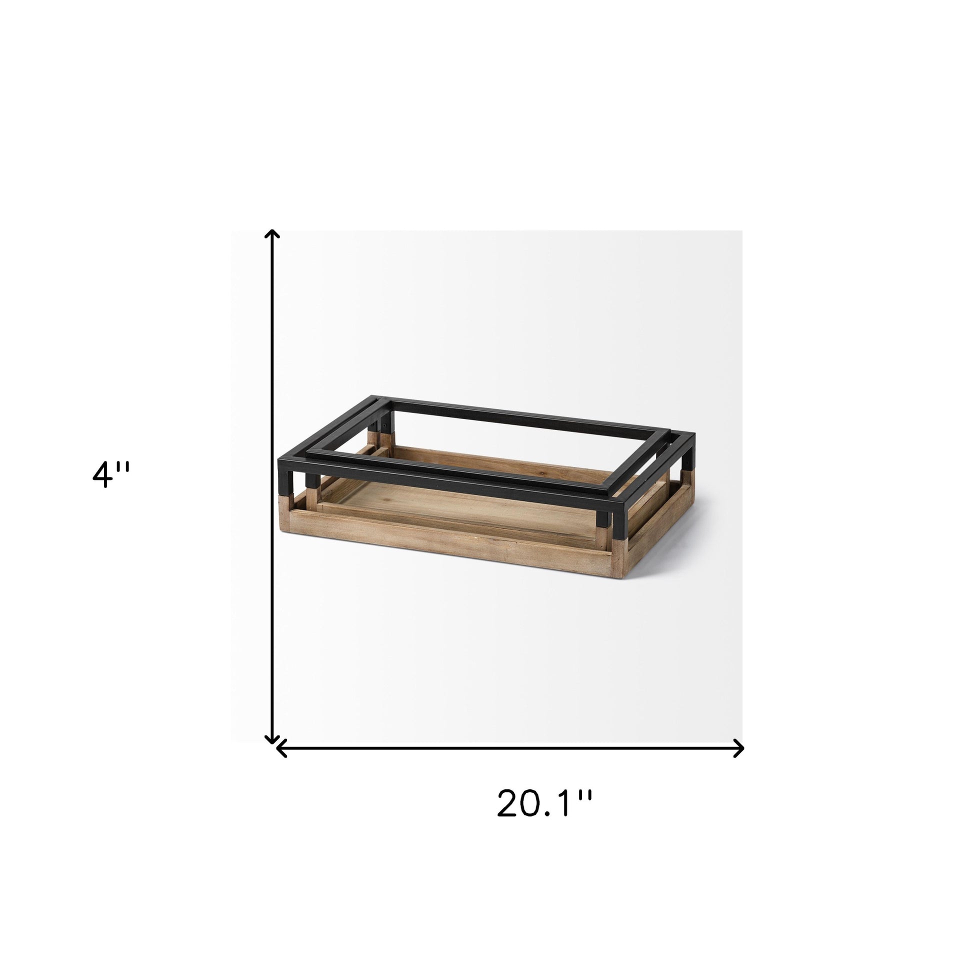 Set of Two Brown Wood Indoor Outdoor Tray With Handles-8