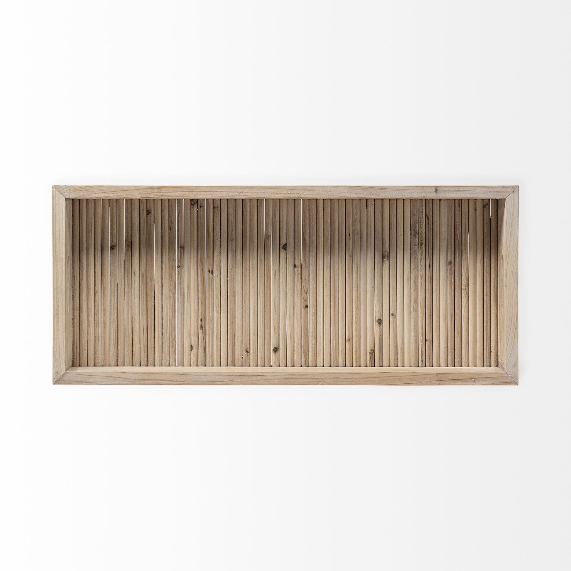 28" Natural Wood Indoor Outdoor Tray With Handles-3