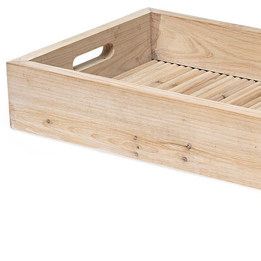28" Natural Wood Indoor Outdoor Tray With Handles-4