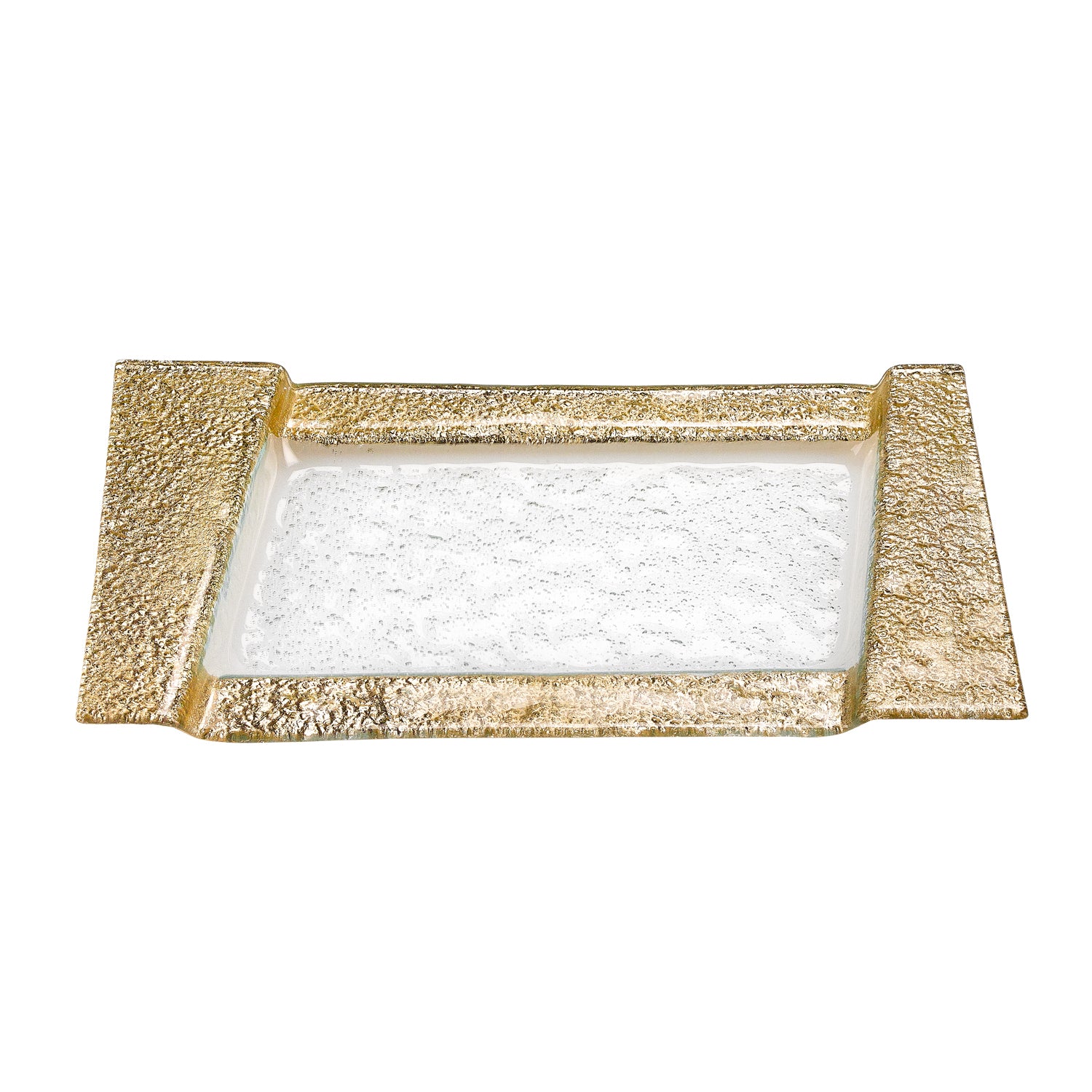 13" Clear And Gold Glass Snack Or Vanity Tray-1
