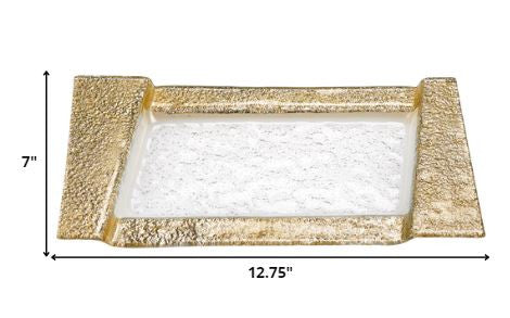 13" Clear And Gold Glass Snack Or Vanity Tray-6