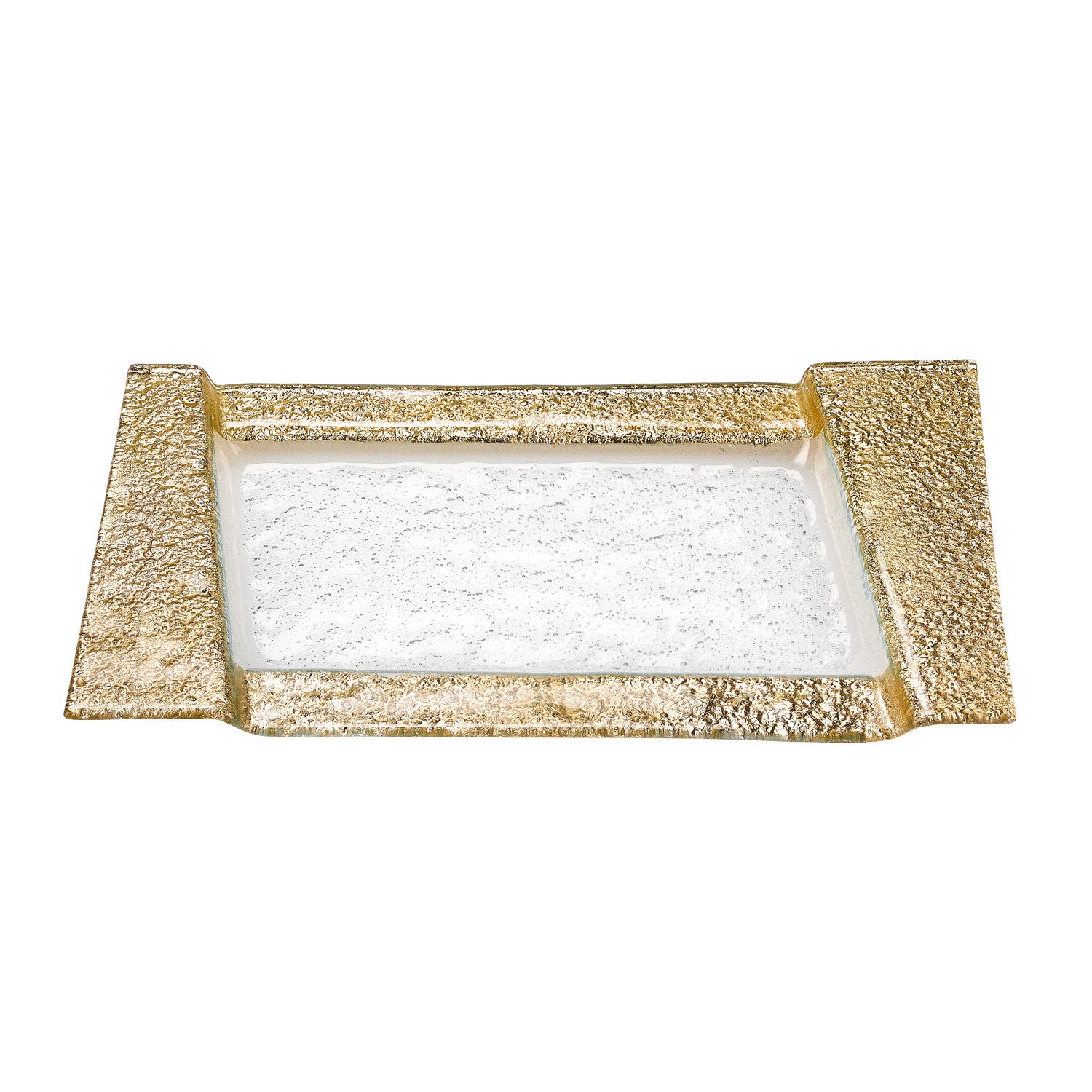 13" Clear And Gold Glass Snack Or Vanity Tray-2