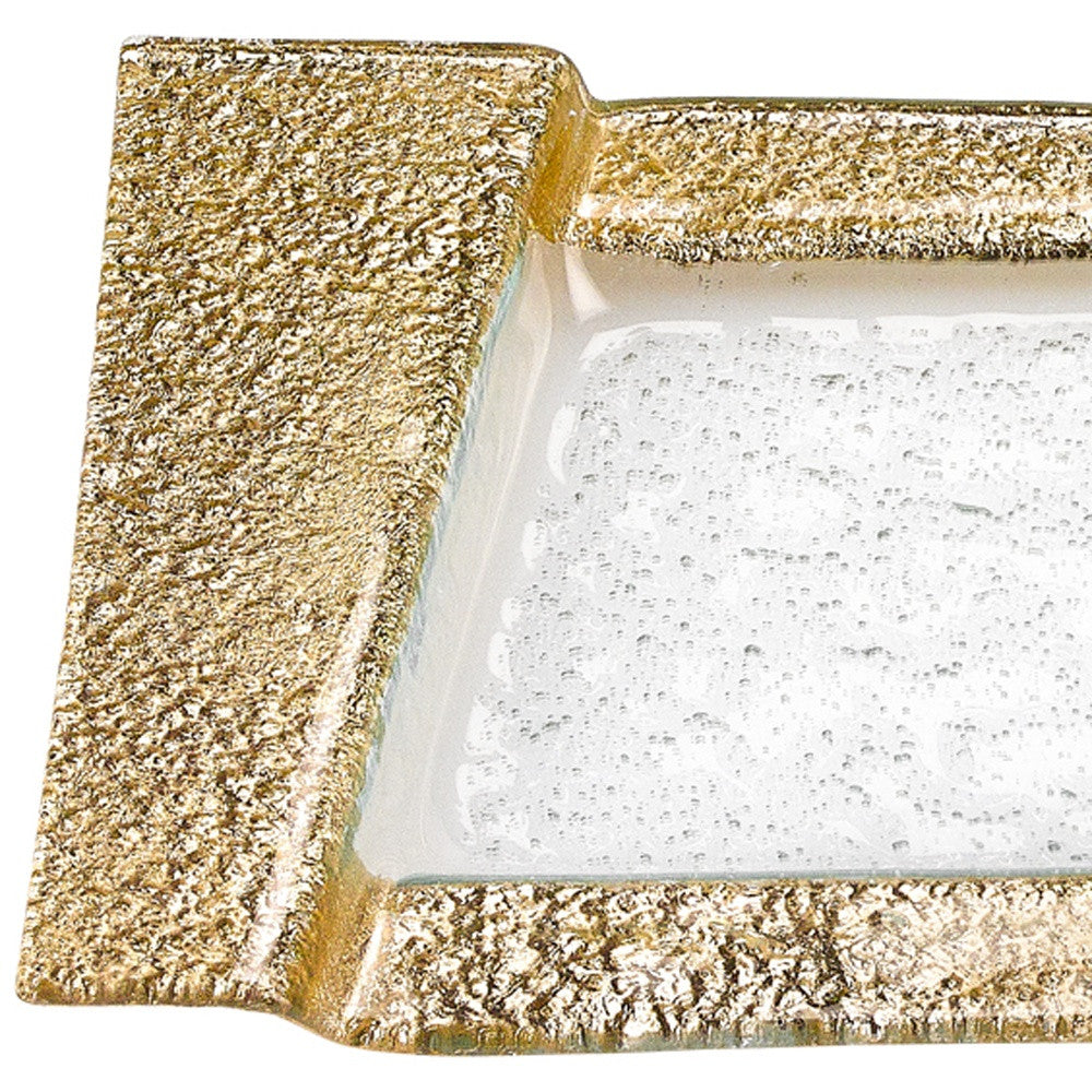 13" Clear And Gold Glass Snack Or Vanity Tray-5
